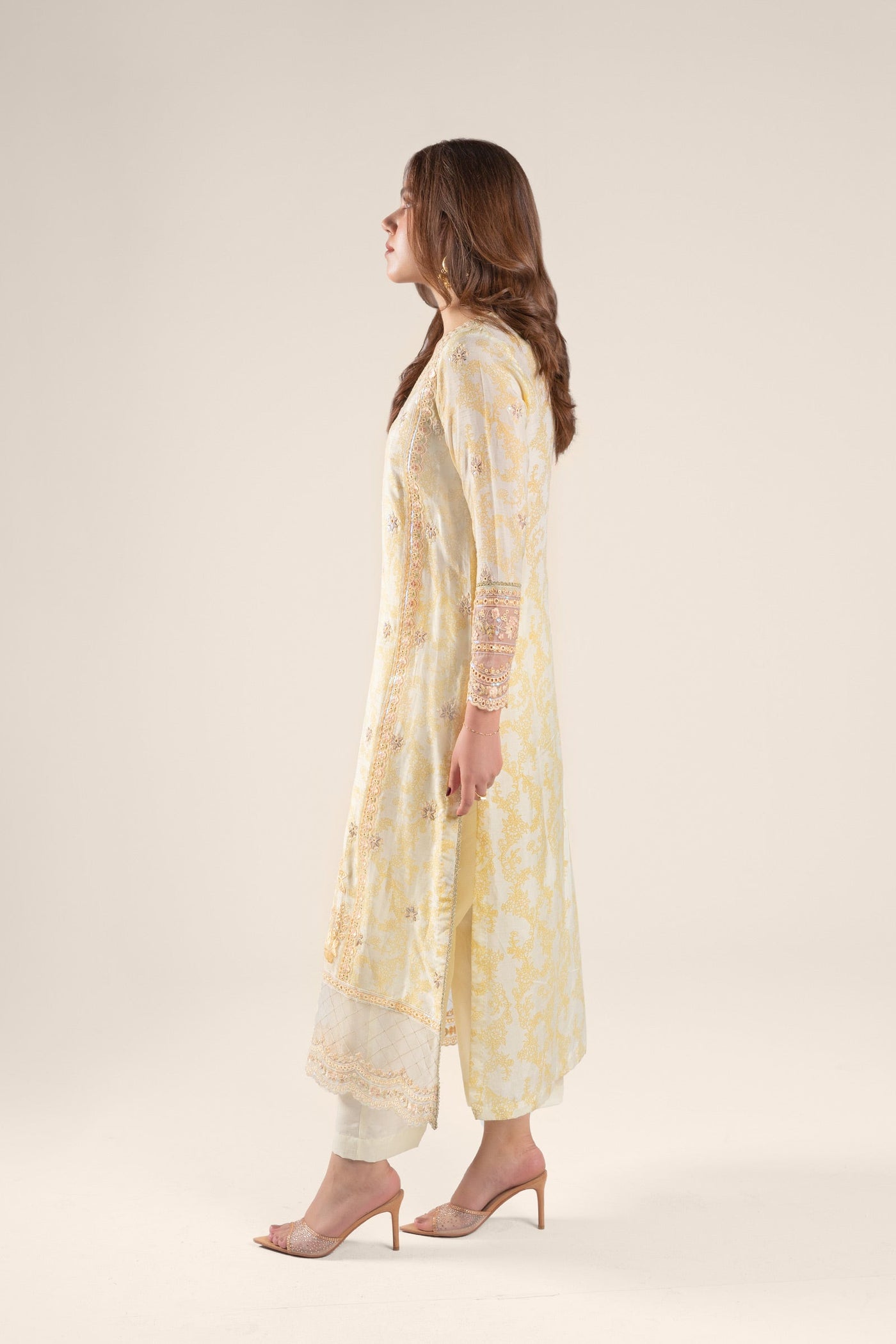 2 Pc Embroidered Raw Silk Suit