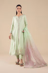 3 Pc Embroidered Two Tone Silk Suit
