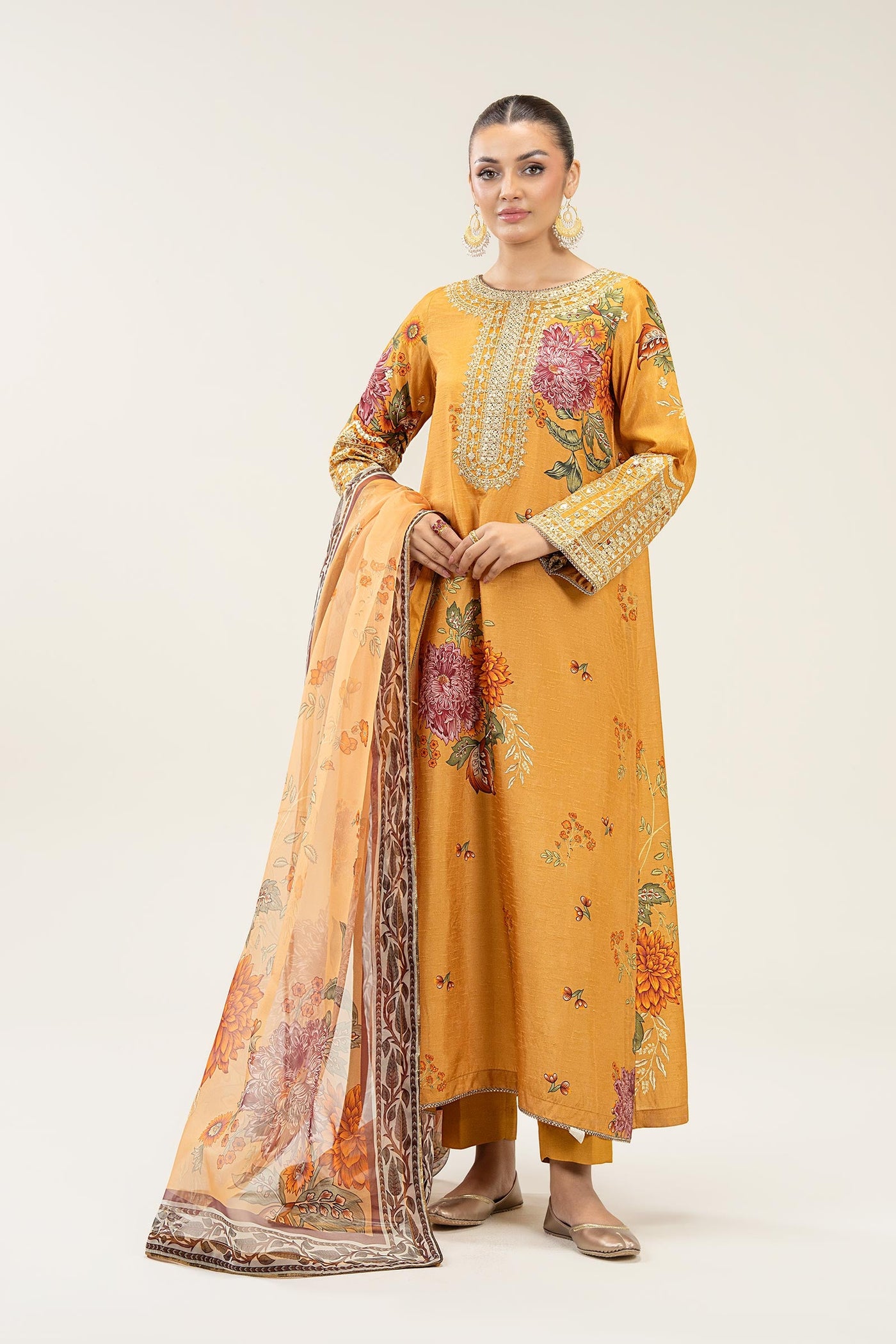 2 Pc Embroidered Bamberg Raw Silk Suit | MB-FS25-42