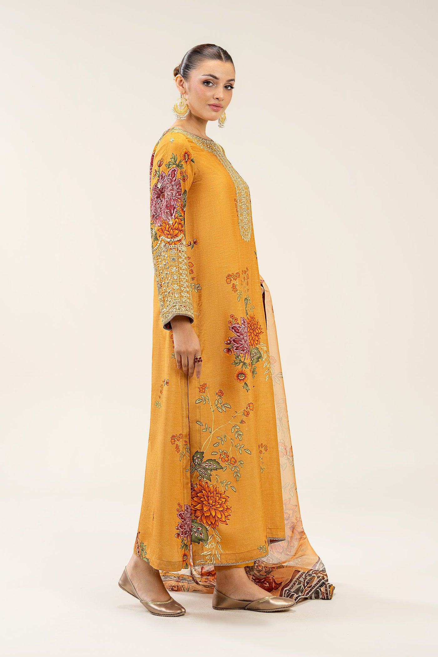 2 Pc Embroidered Bamberg Raw Silk Suit | MB-FS25-42