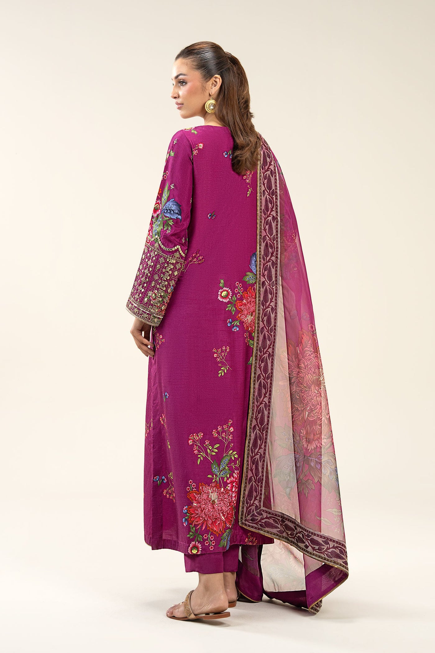 2 Pc Embroidered Bamberg Raw Silk Suit