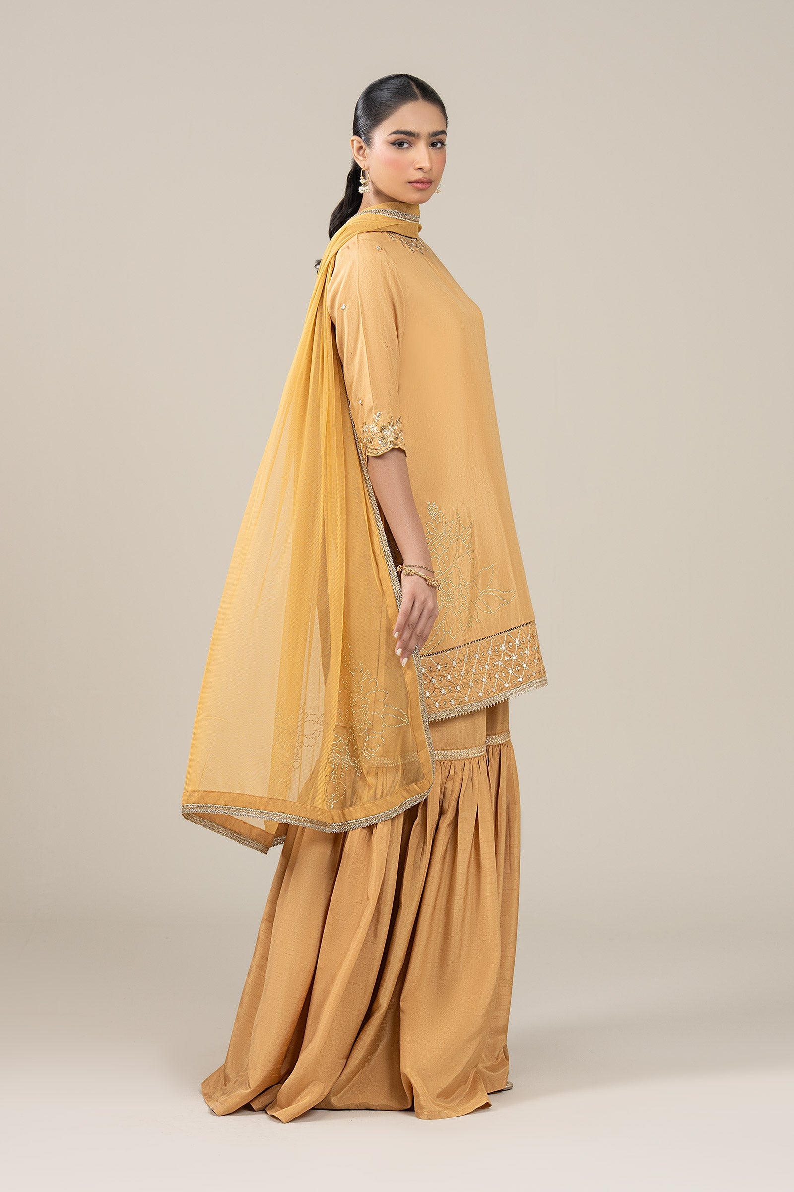 3 Pc Embroidered Bamberg Raw Silk Suit