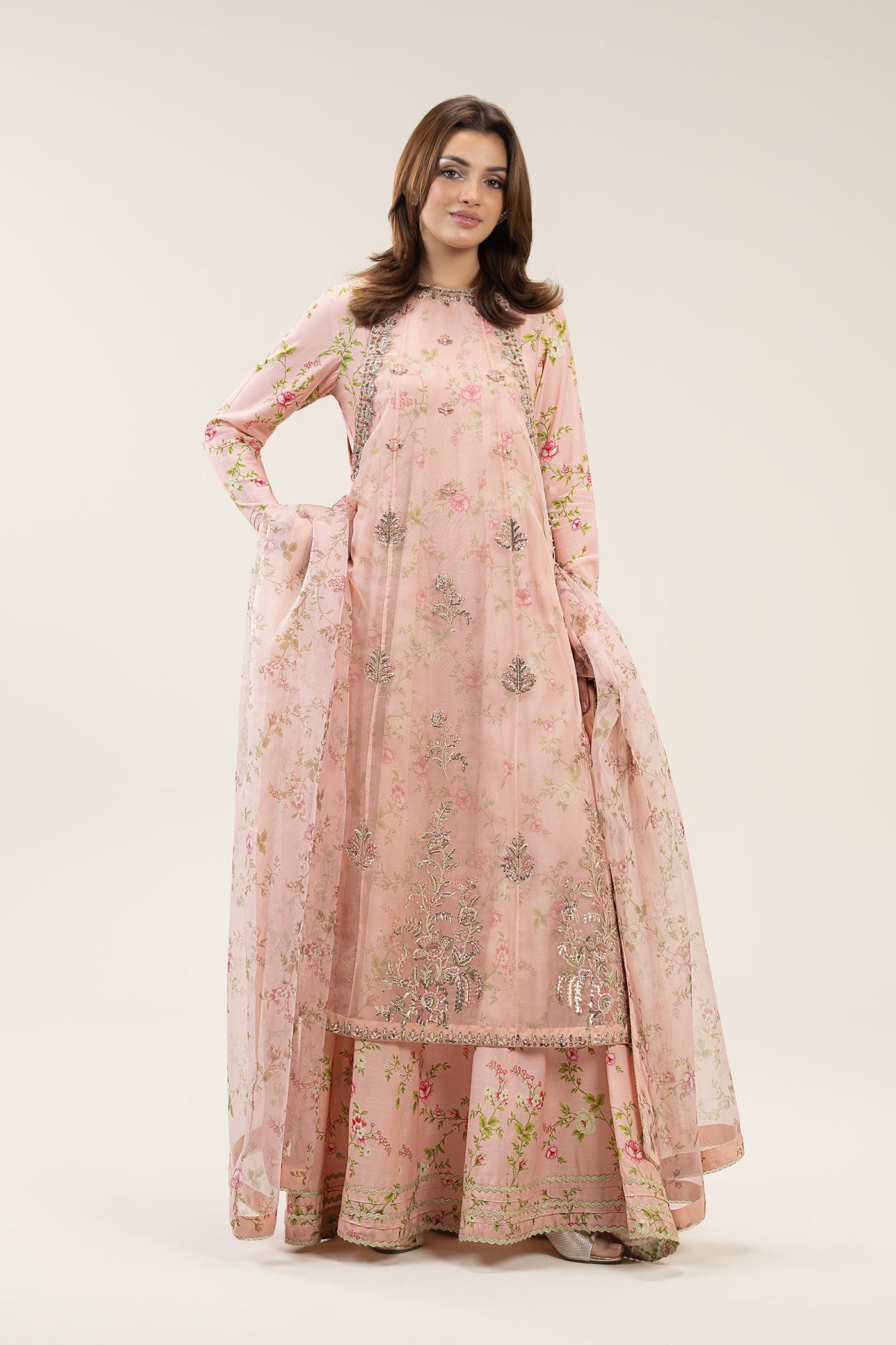 3 Pc Embroidered Organza Suit