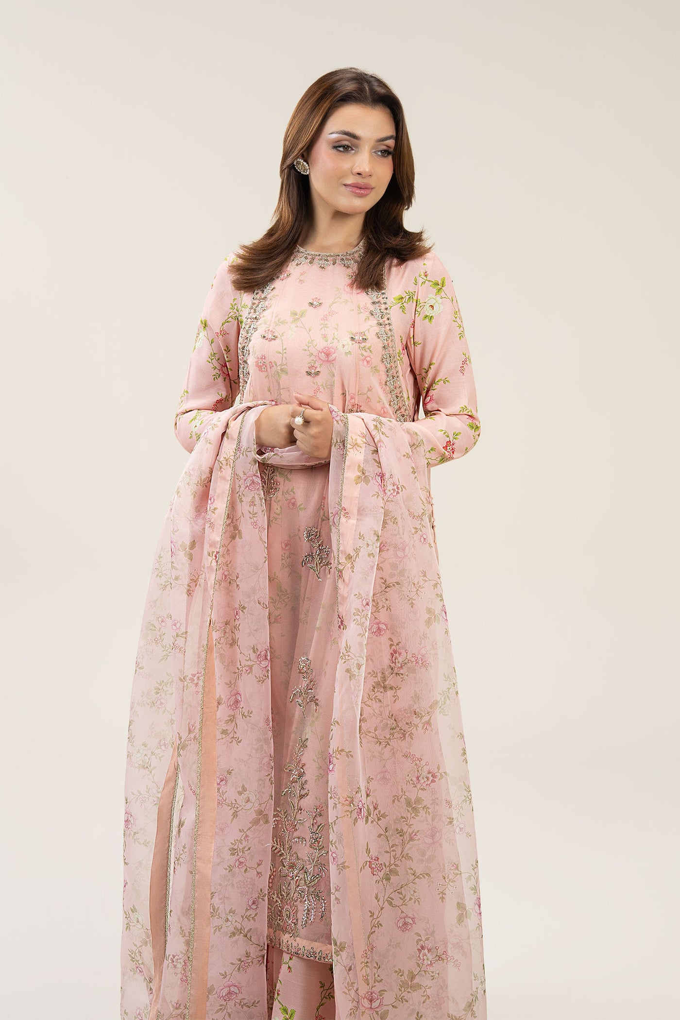 3 Pc Embroidered Organza Suit