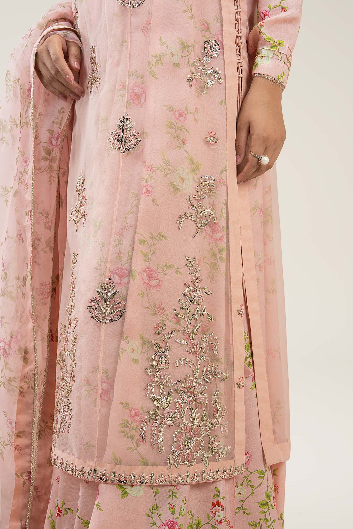 3 Pc Embroidered Organza Suit
