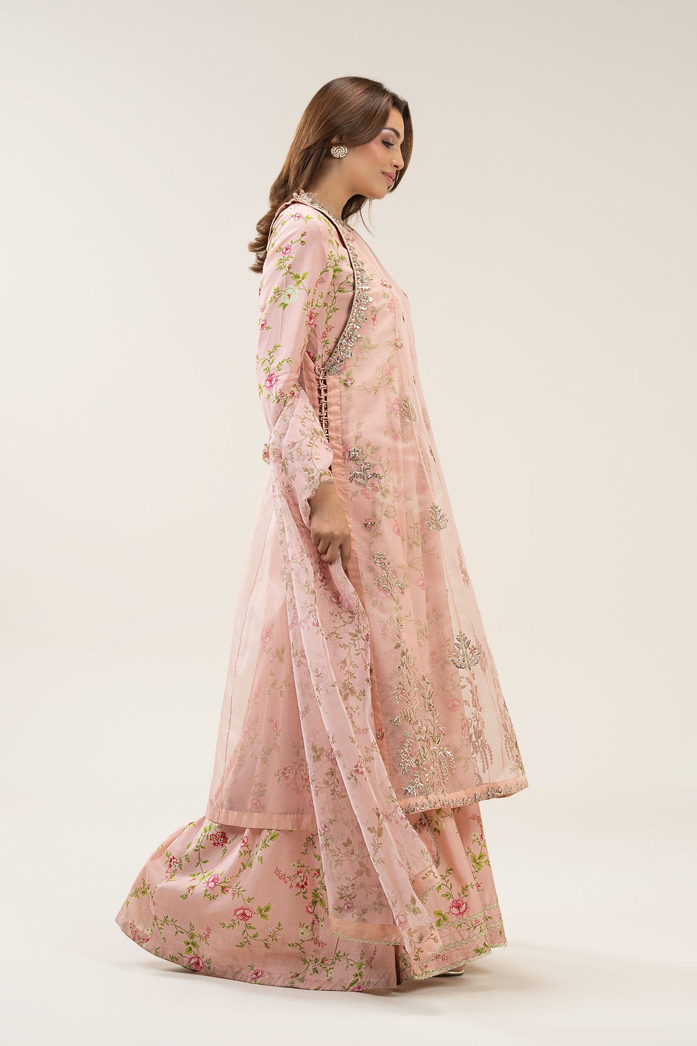 3 Pc Embroidered Organza Suit