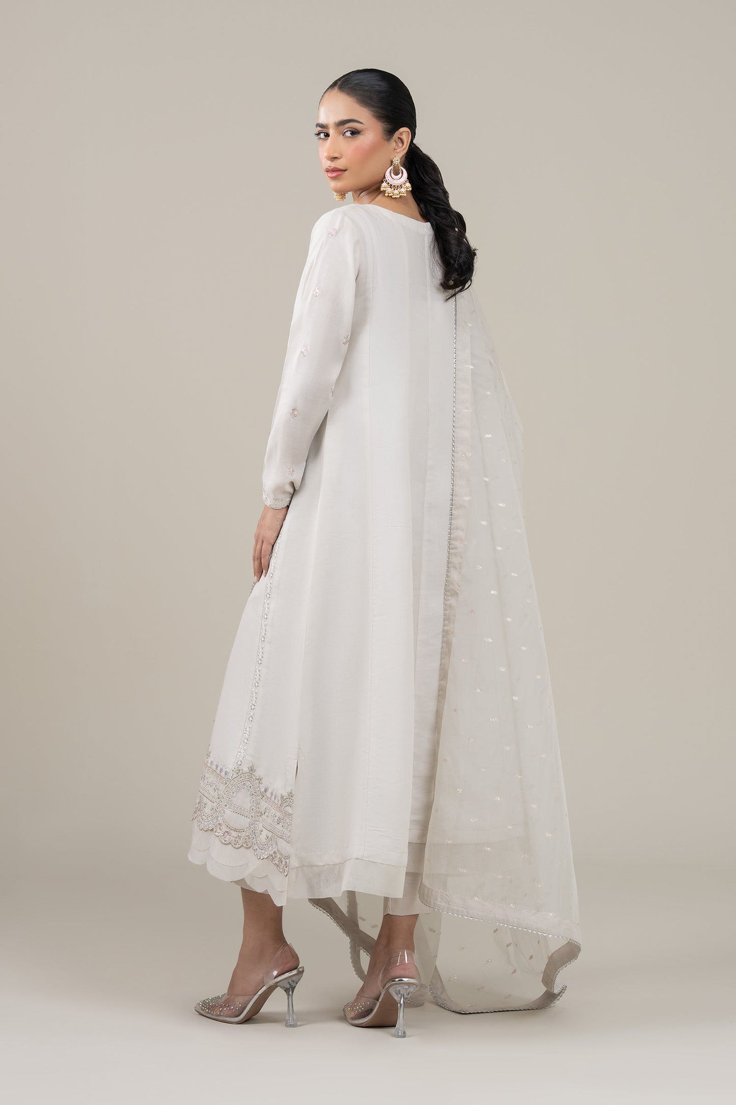 3 Pc Embroidered Shimmer Silk Suit