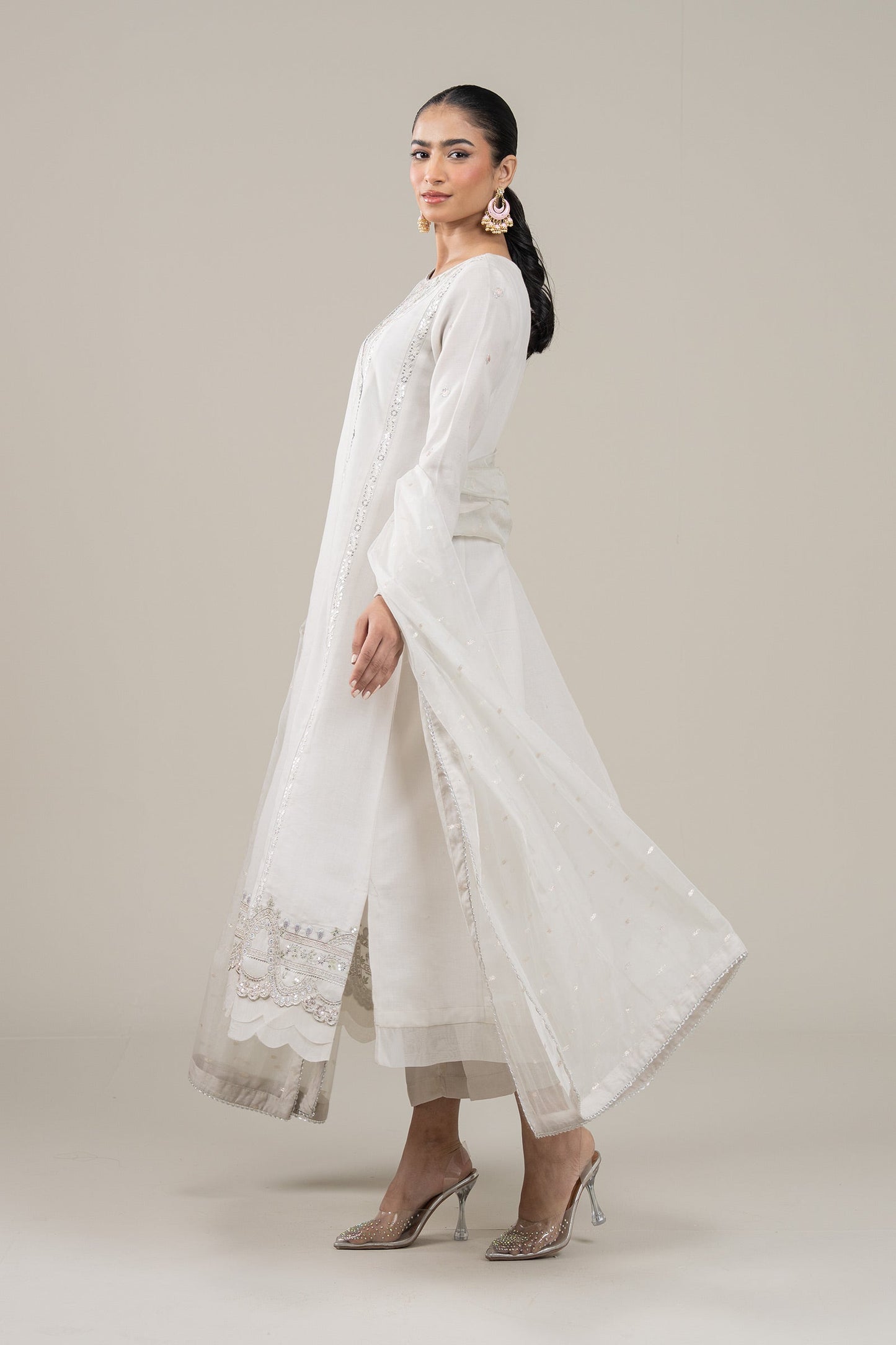 3 Pc Embroidered Shimmer Silk Suit