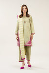 3 Pc Embroidered Two Tone Silk Suit