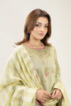 3 Pc Embroidered Two Tone Silk Suit