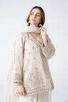 3 Pc Embroidered Lurex Organza Suit