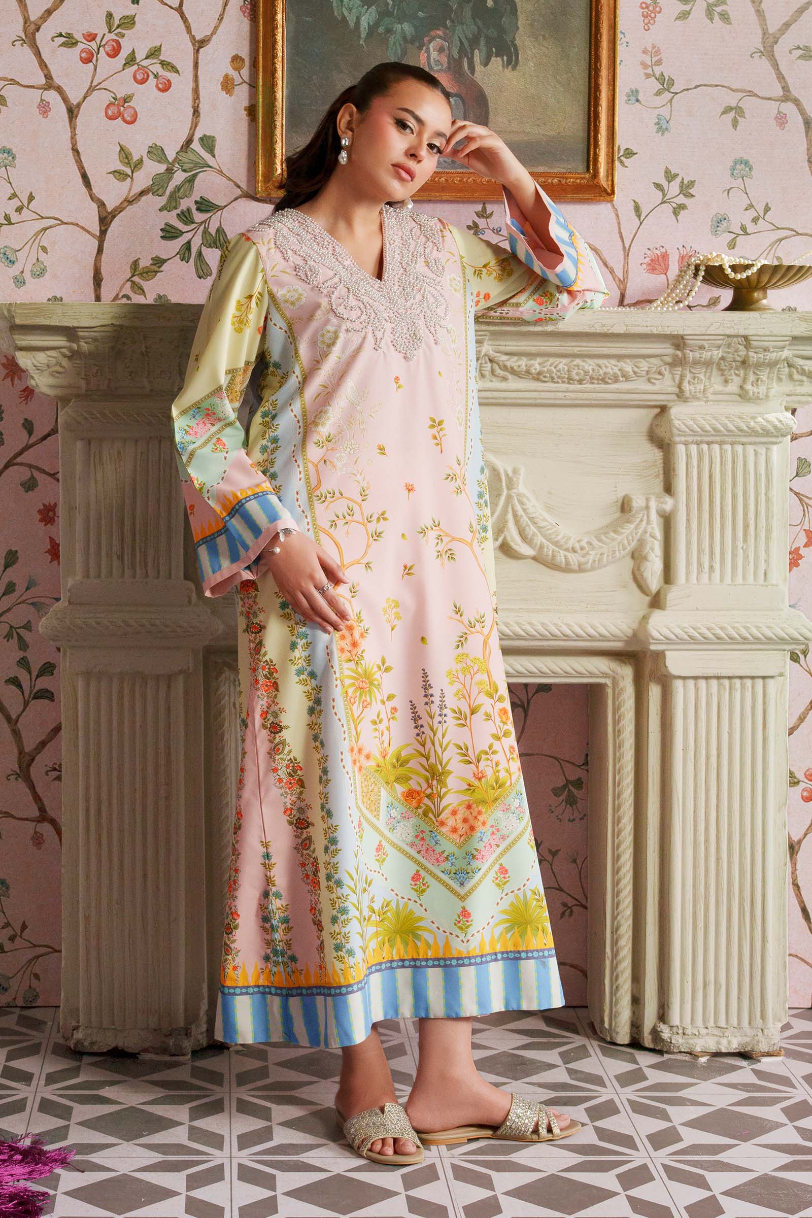 2 Pc Embroidered Crepe Suit