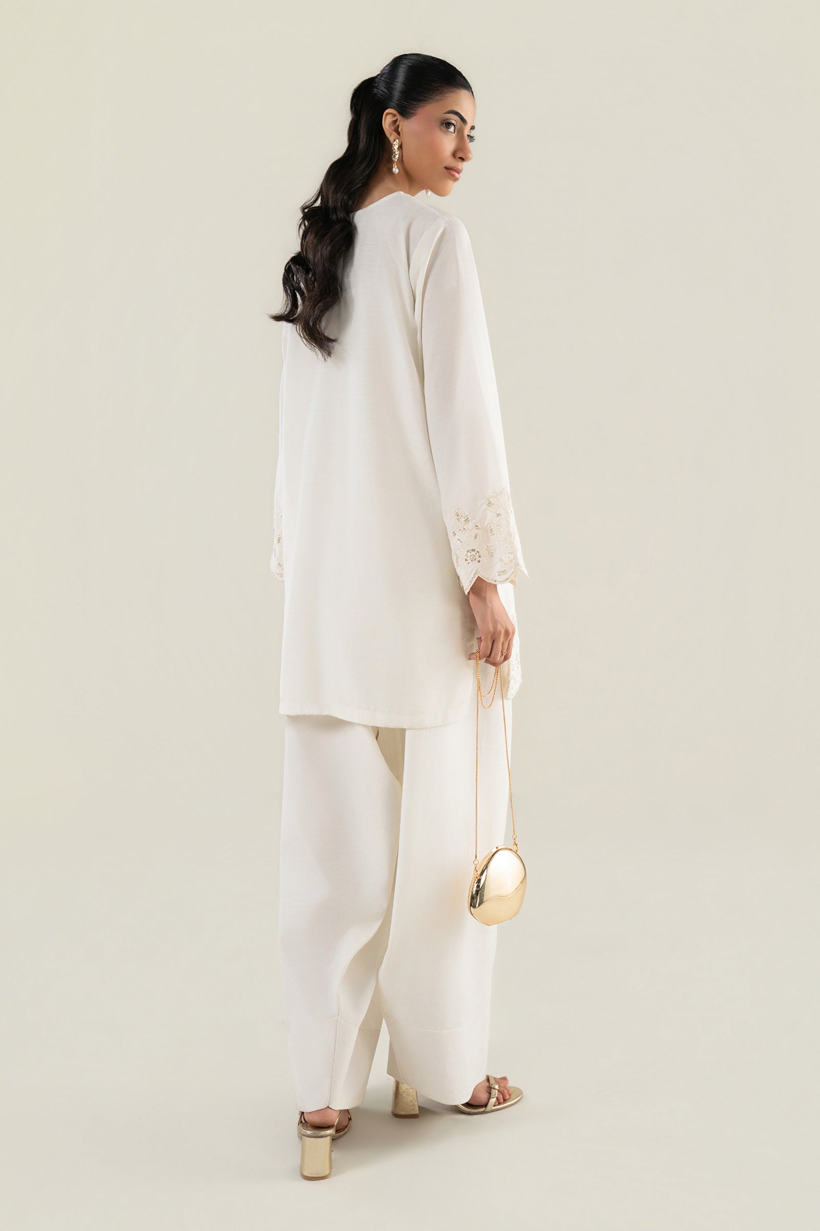 2 Pc Embroidered Raw Silk Suit