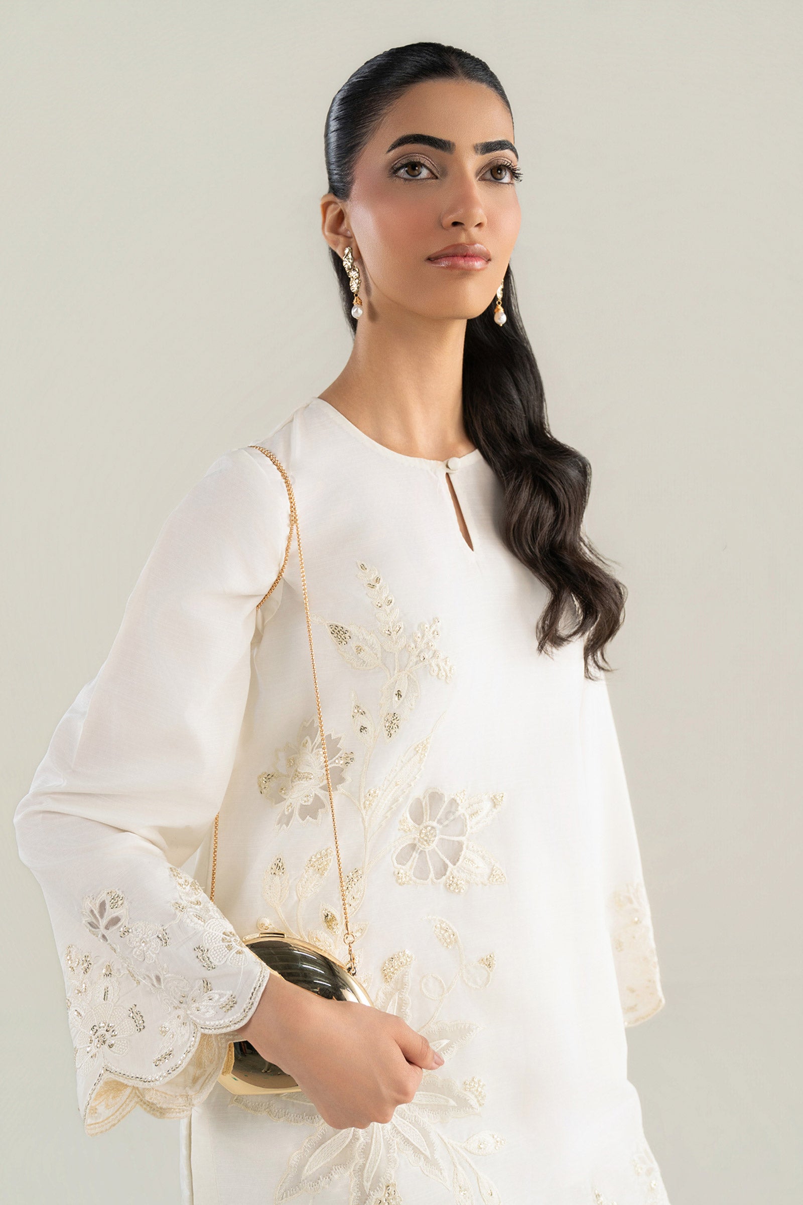 2 Pc Embroidered Raw Silk Suit