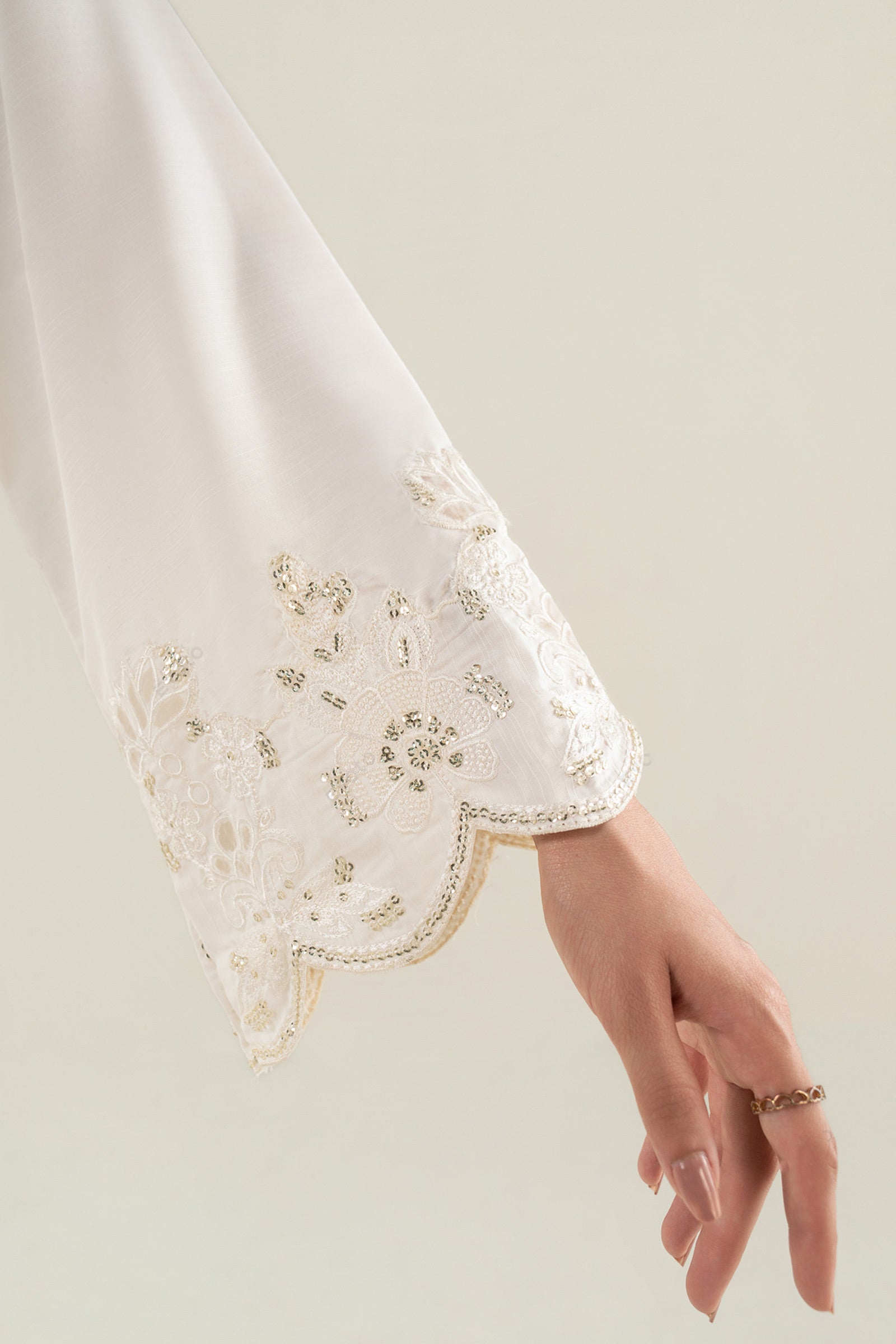2 Pc Embroidered Raw Silk Suit
