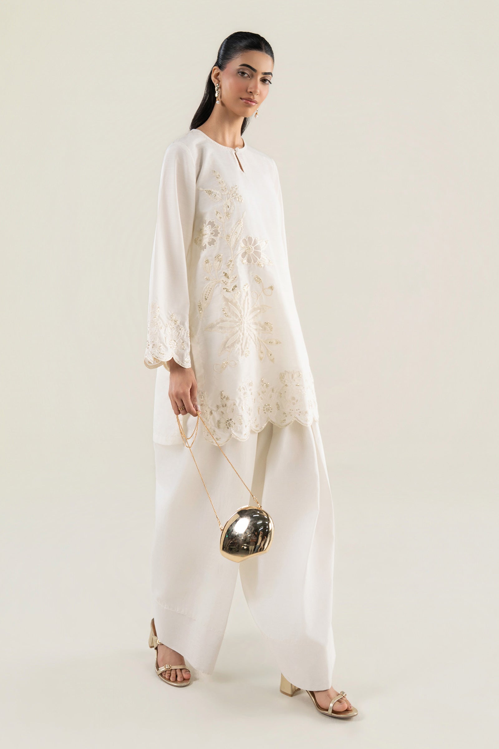 2 Pc Embroidered Raw Silk Suit