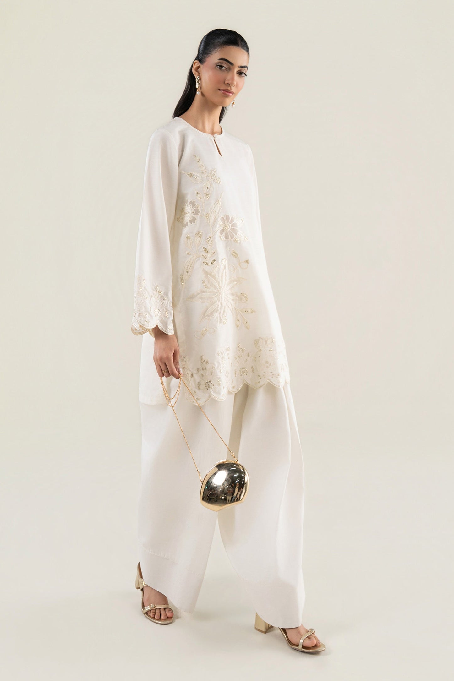 2 Pc Embroidered Raw Silk Suit