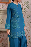 2 Pc Embroidered Raw Silk Suit