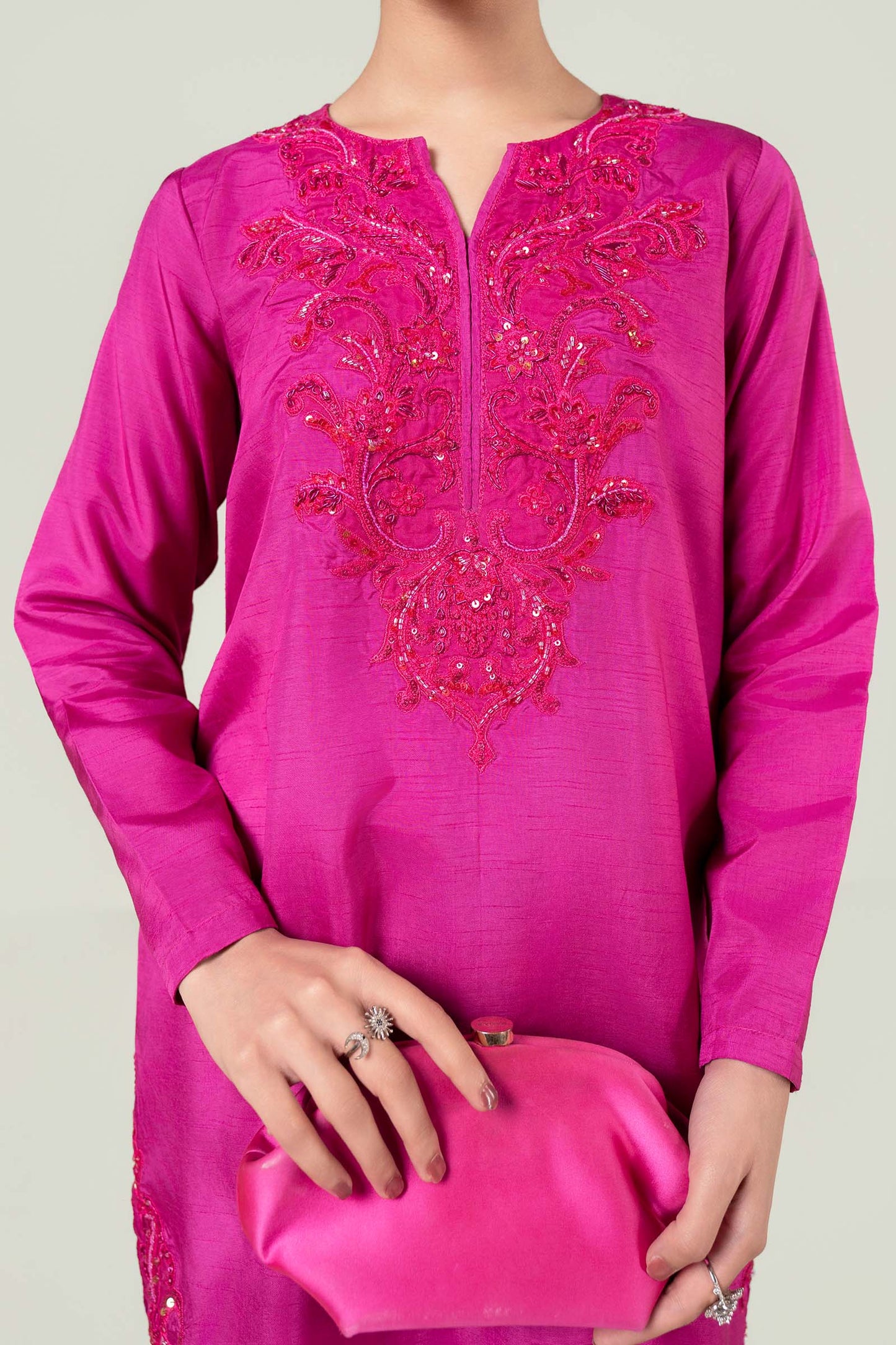 2 Pc Embellished Rawsilk Suit