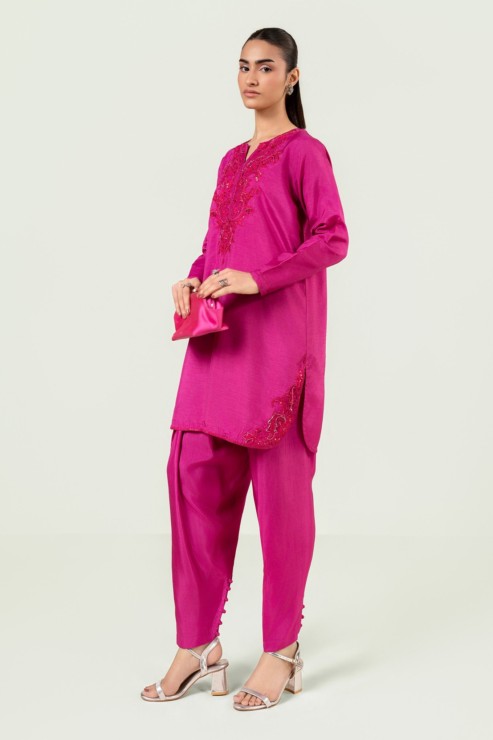 2 Pc Embellished Rawsilk Suit