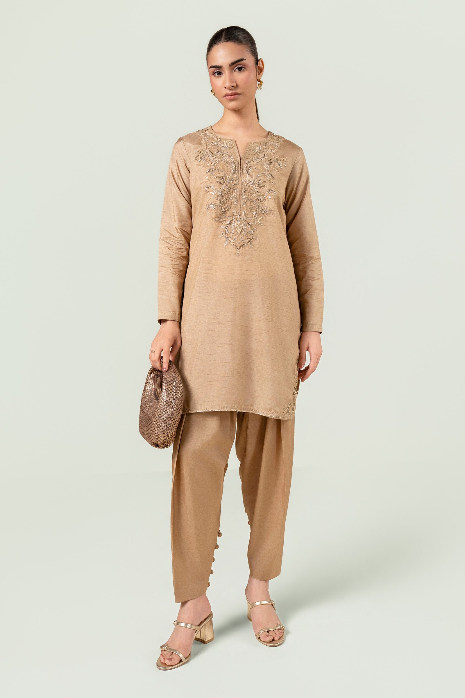 2 Pc Embellished Bamberg Raw Silk Suit