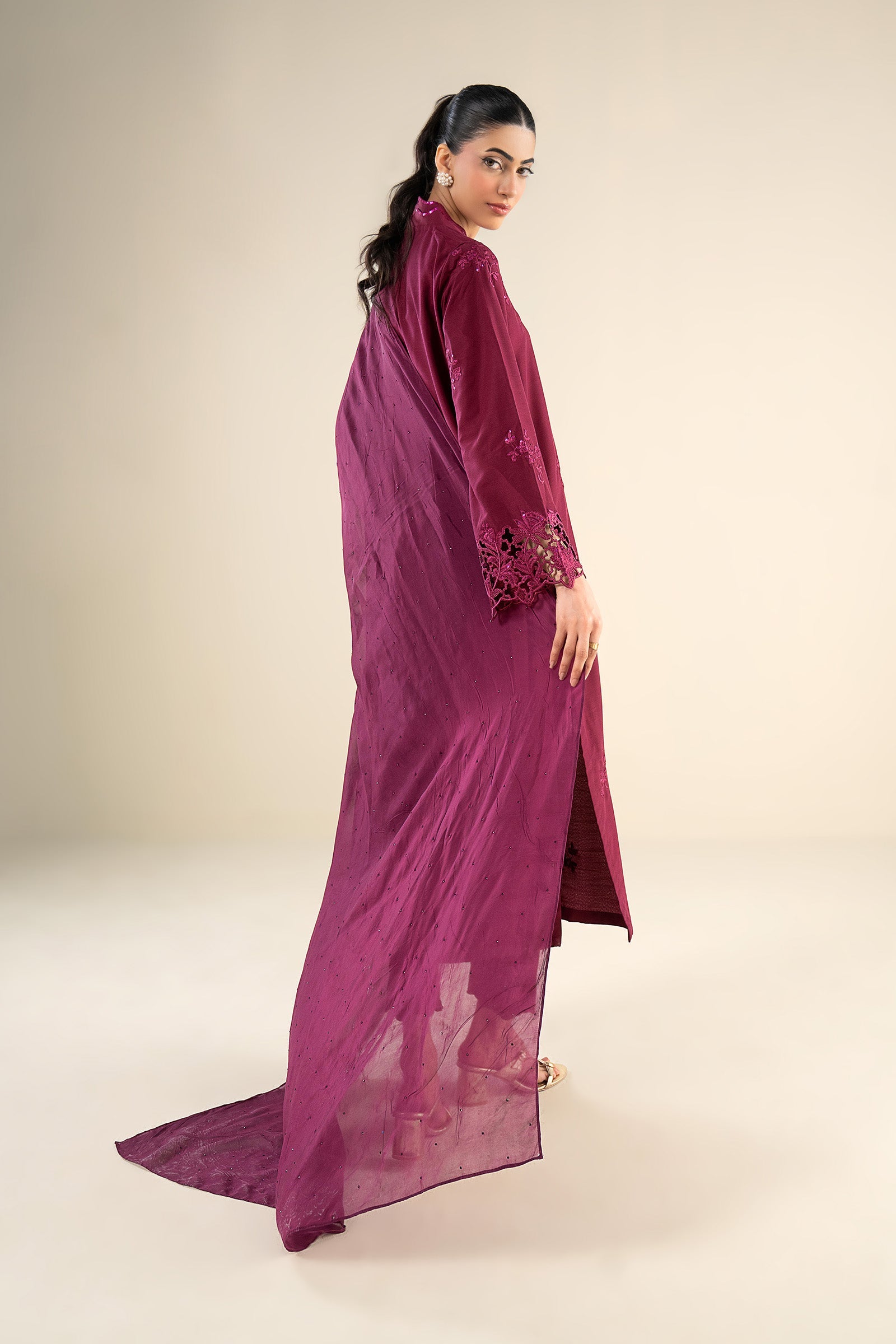 Embellished Apple Silk Dupatta
