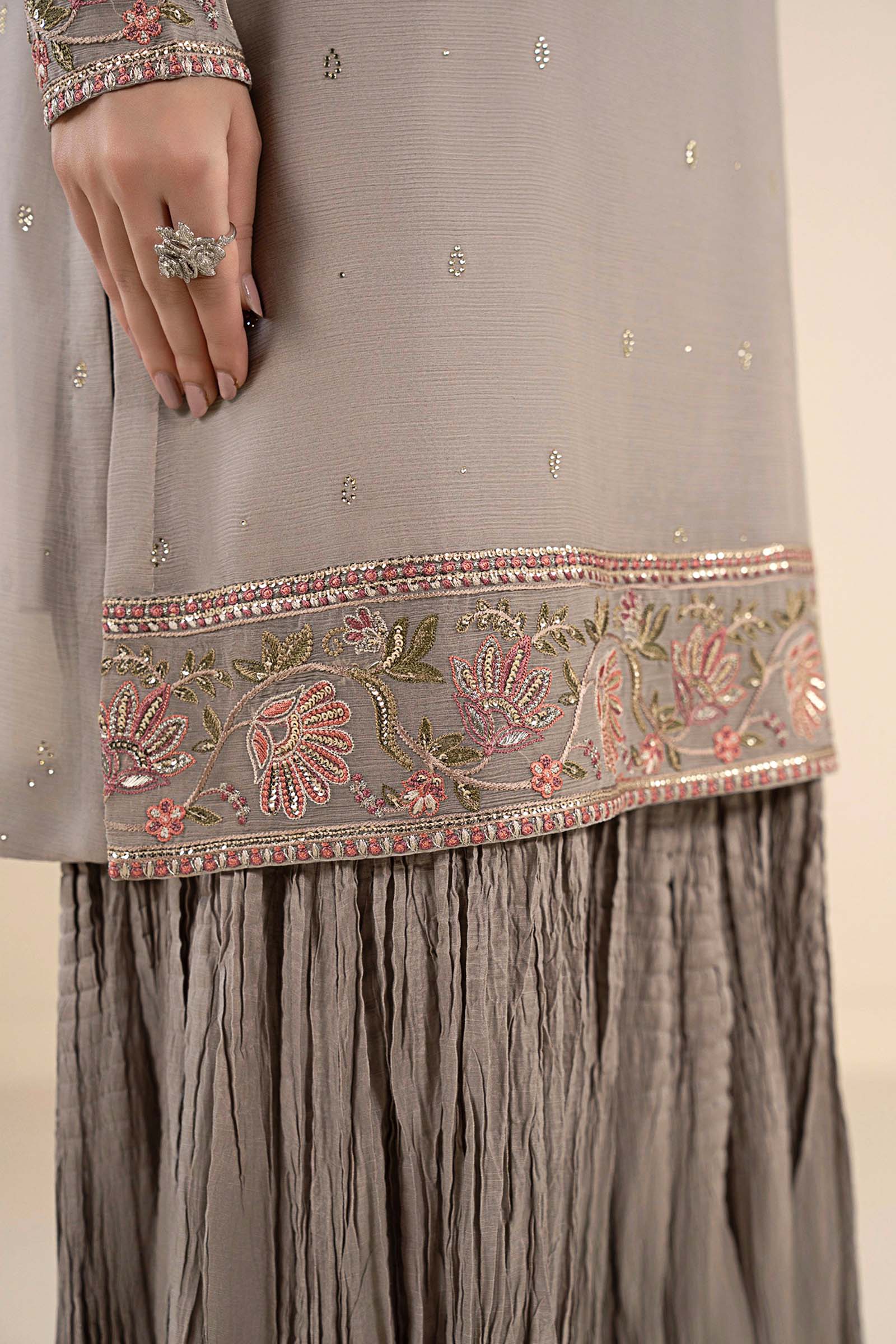 2 Pc Embroidered Chiffon Suit