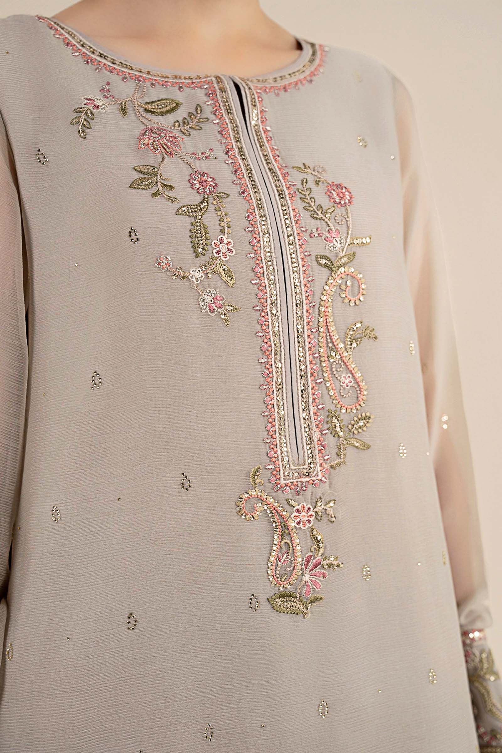 2 Pc Embroidered Chiffon Suit