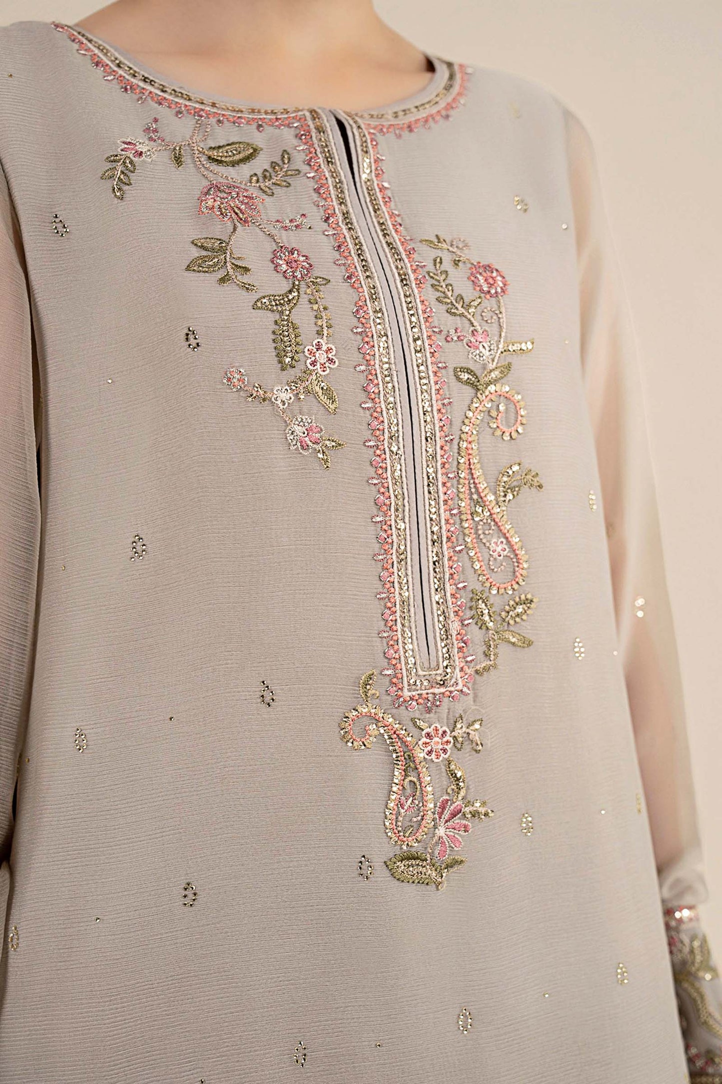 2 Pc Embroidered Chiffon Suit