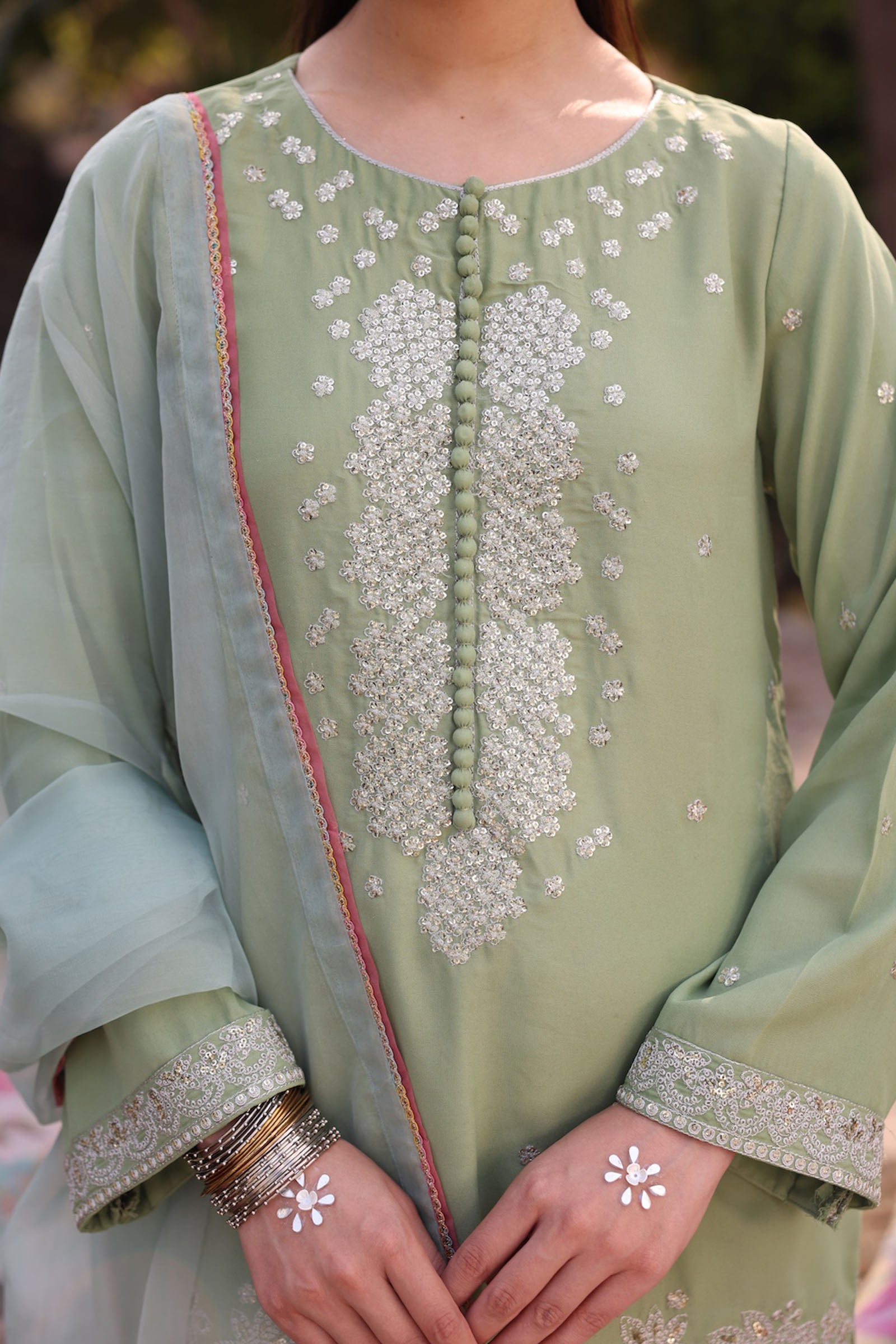 2 Pc Embroidered Georgette Suit