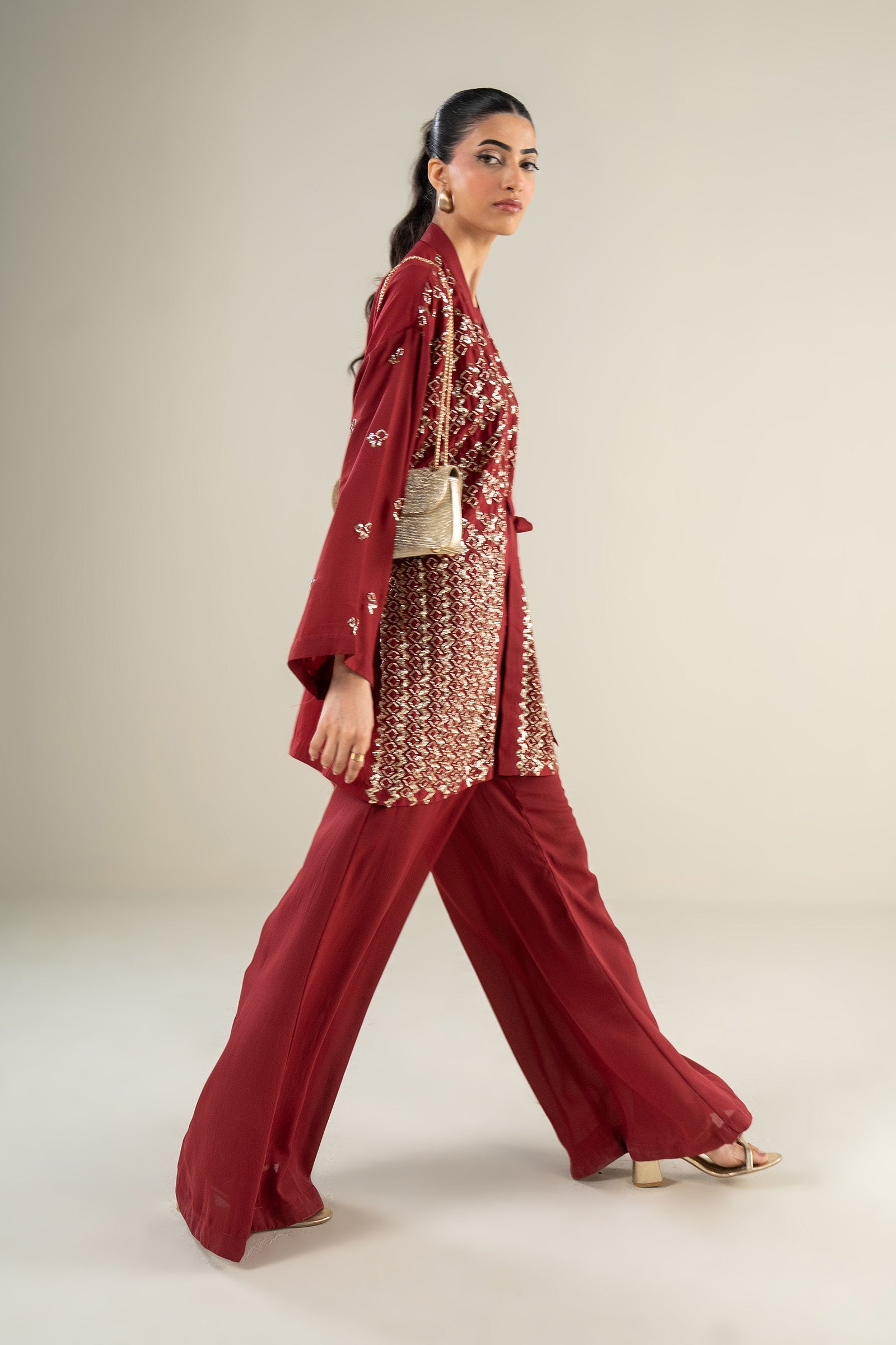 2 Pc Embellished Grainy Georgette Suit
