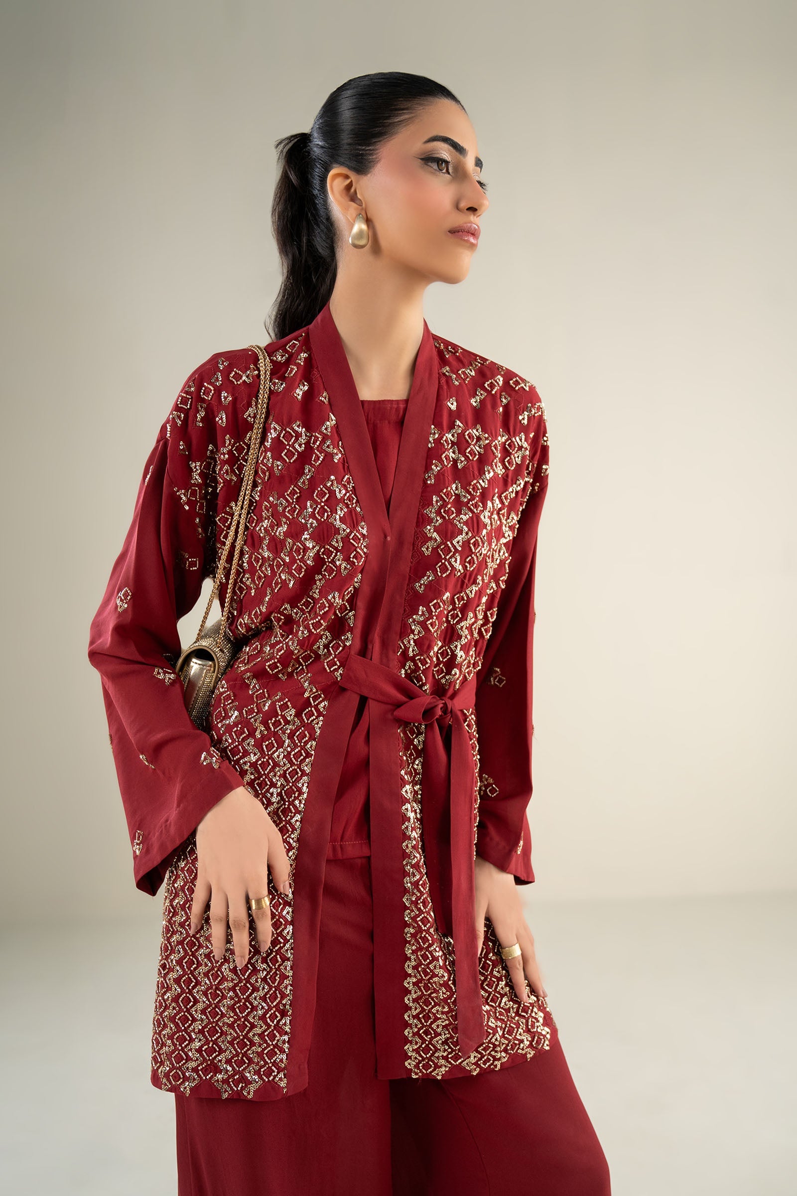 2 Pc Embellished Grainy Georgette Suit