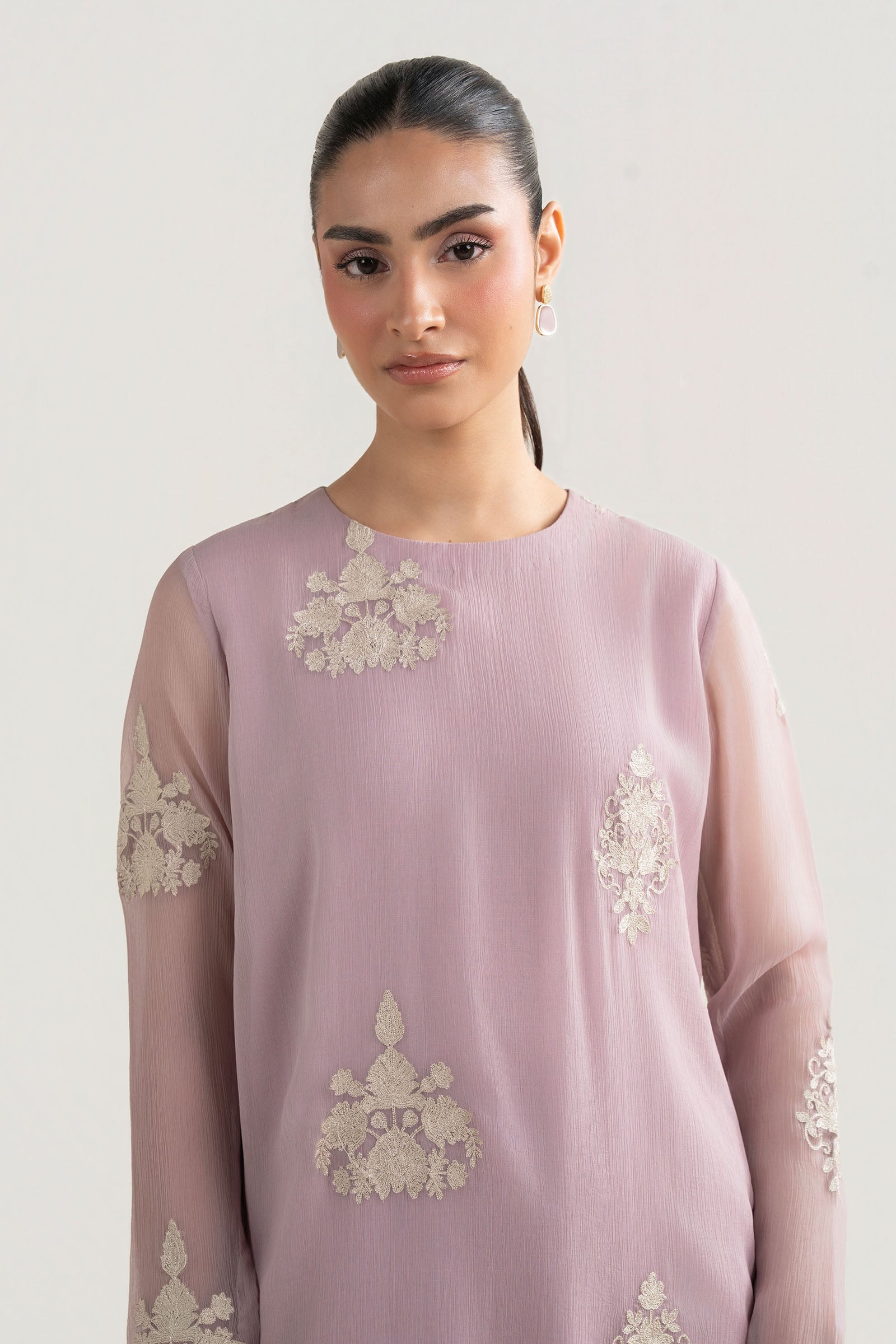 2 Pc Embroidered Chiffon Suit
