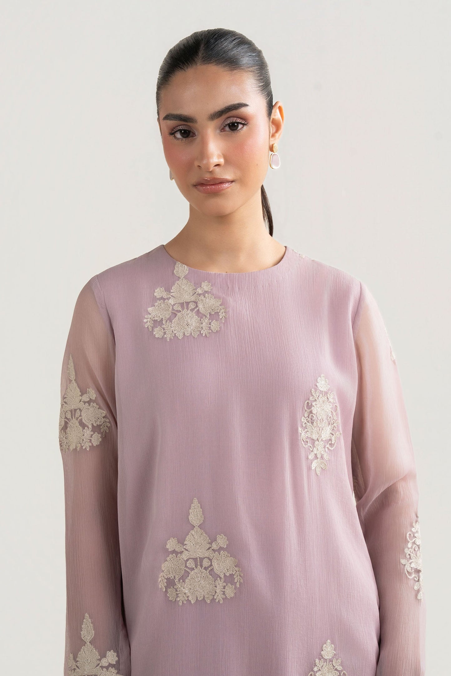 2 Pc Embroidered Chiffon Suit