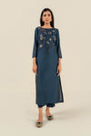 2 Pc Embroidered Yarn Dyed Cotton Silk Suit