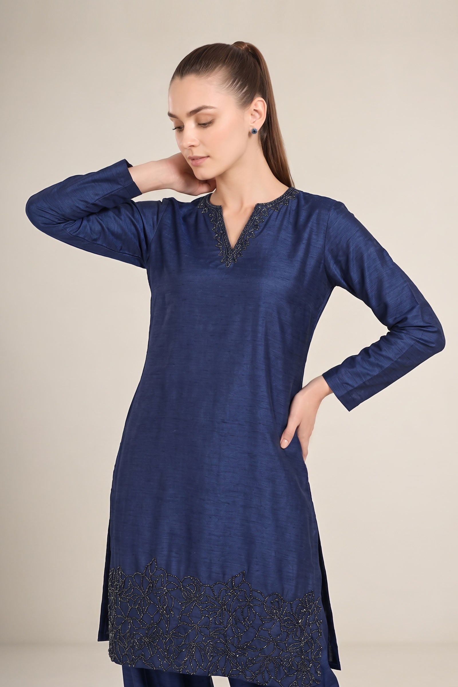 2 Pc Embellished Bamberg Raw Silk Suit