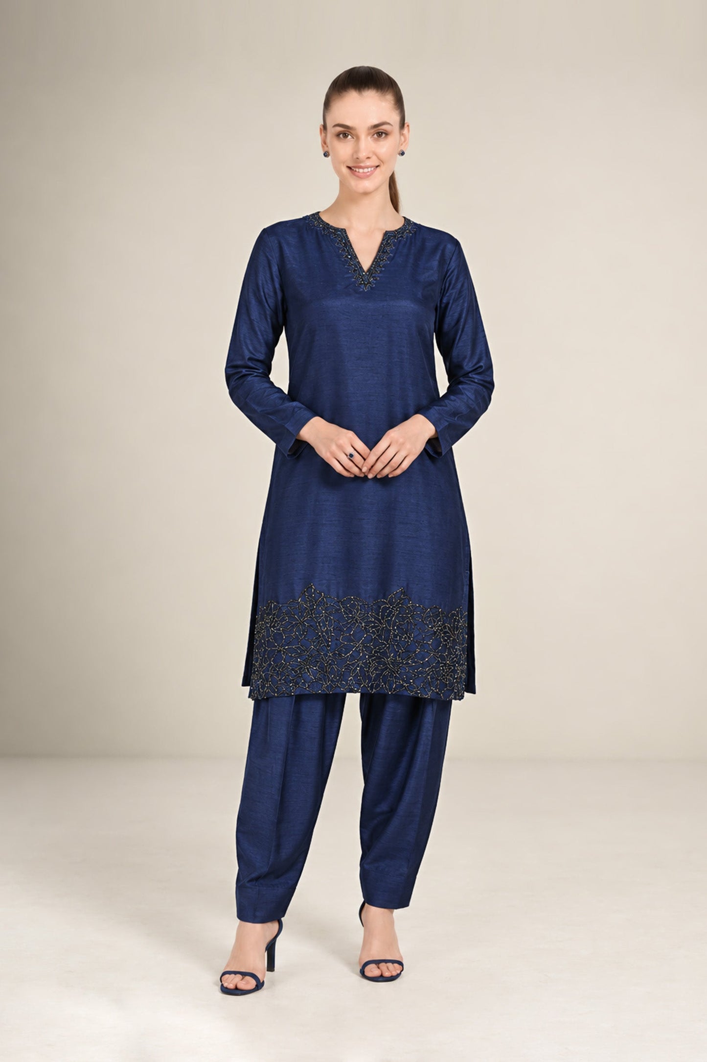 2 Pc Embellished Bamberg Raw Silk Suit