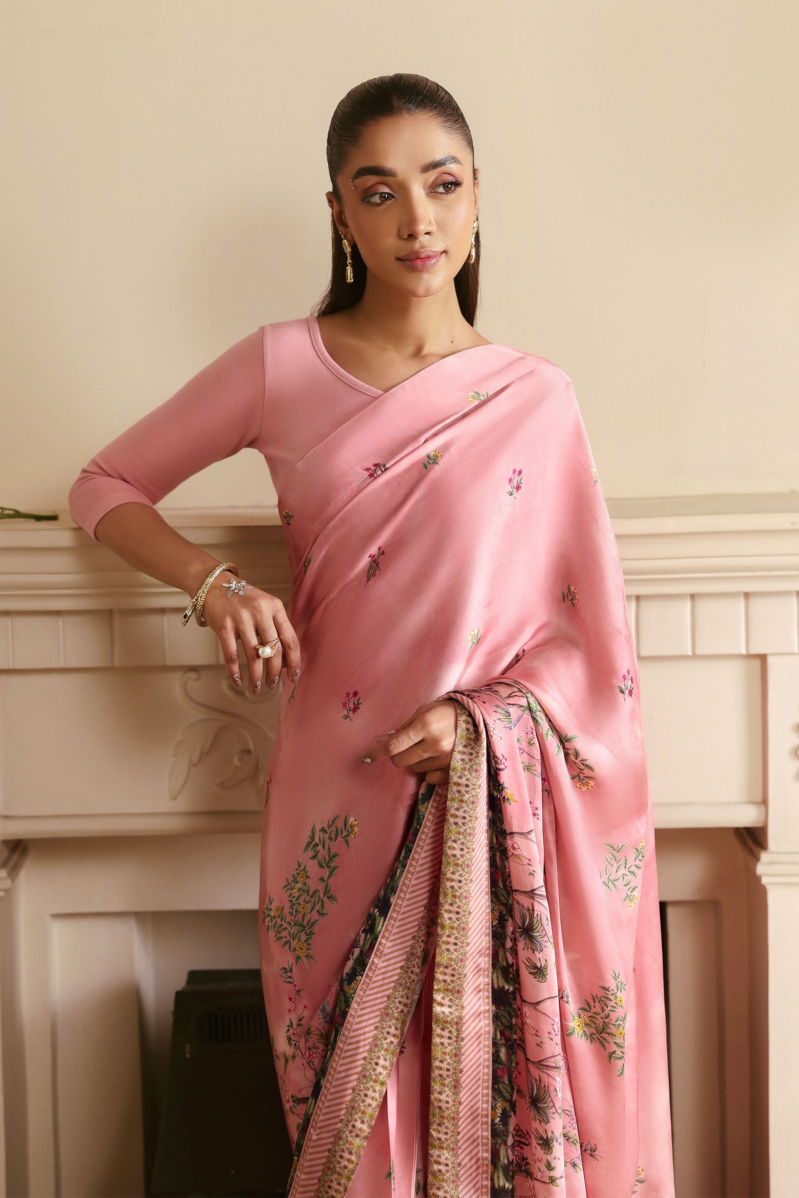 Printed Charmeuse Silk Saree