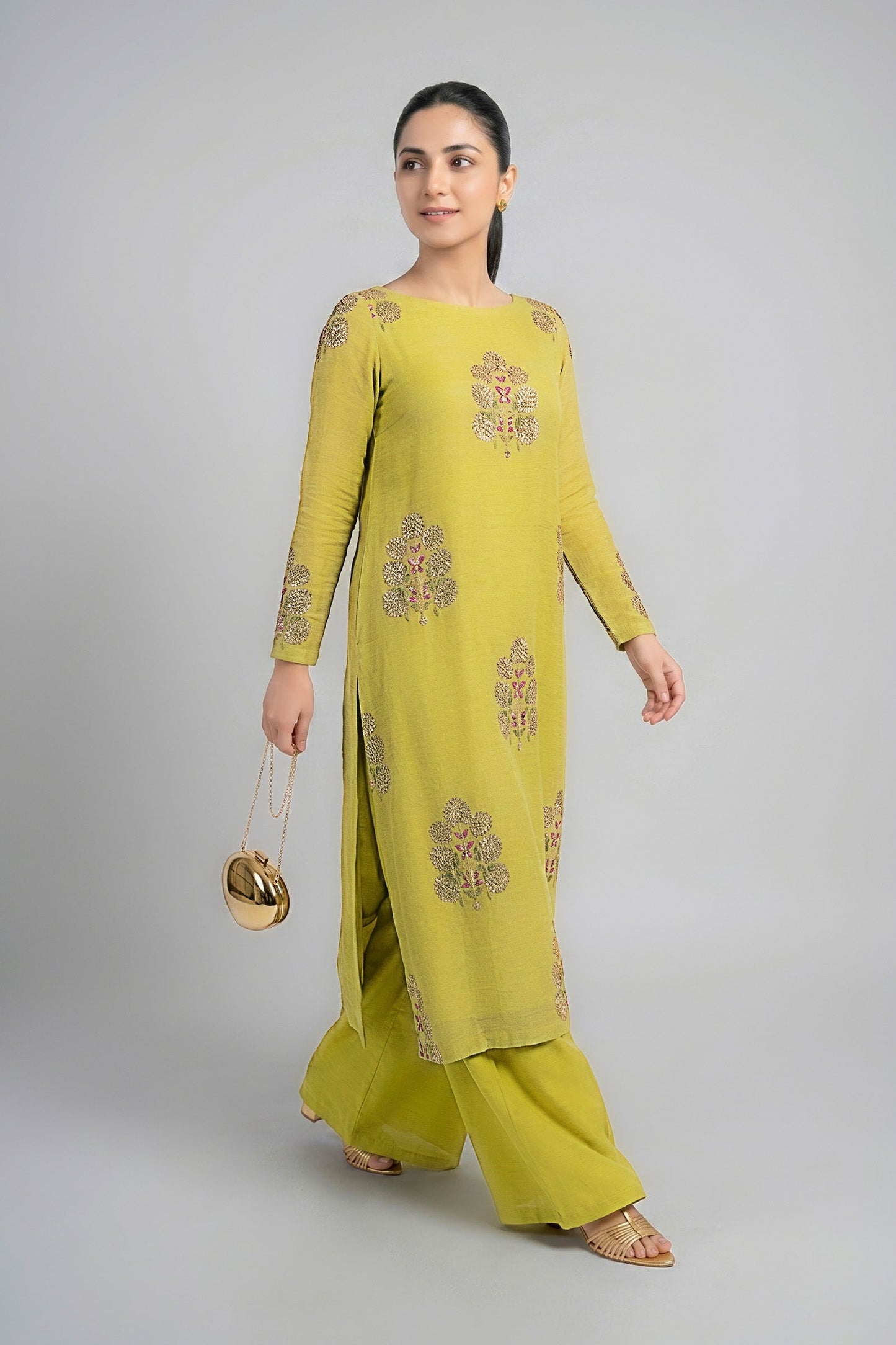 2 Pc Embroidered Khadi Net Suit