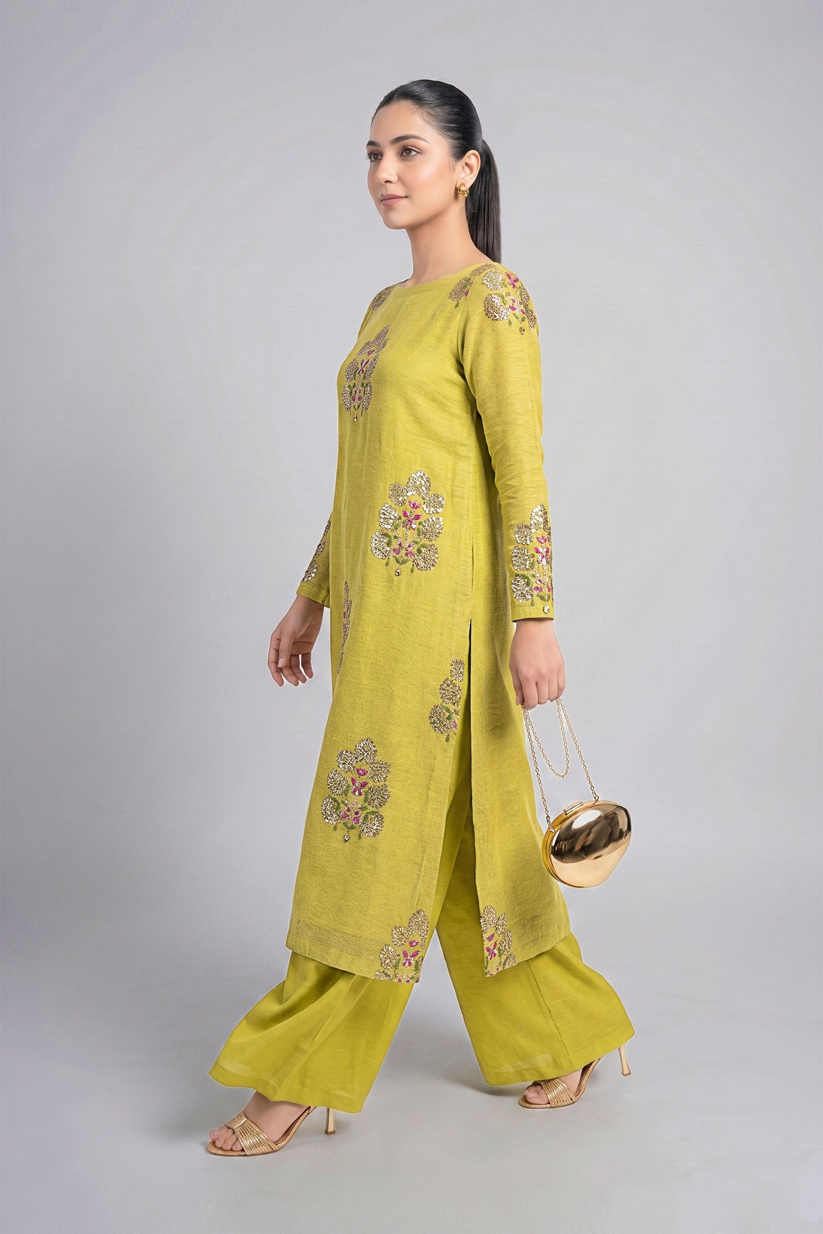 2 Pc Embroidered Khadi Net Suit