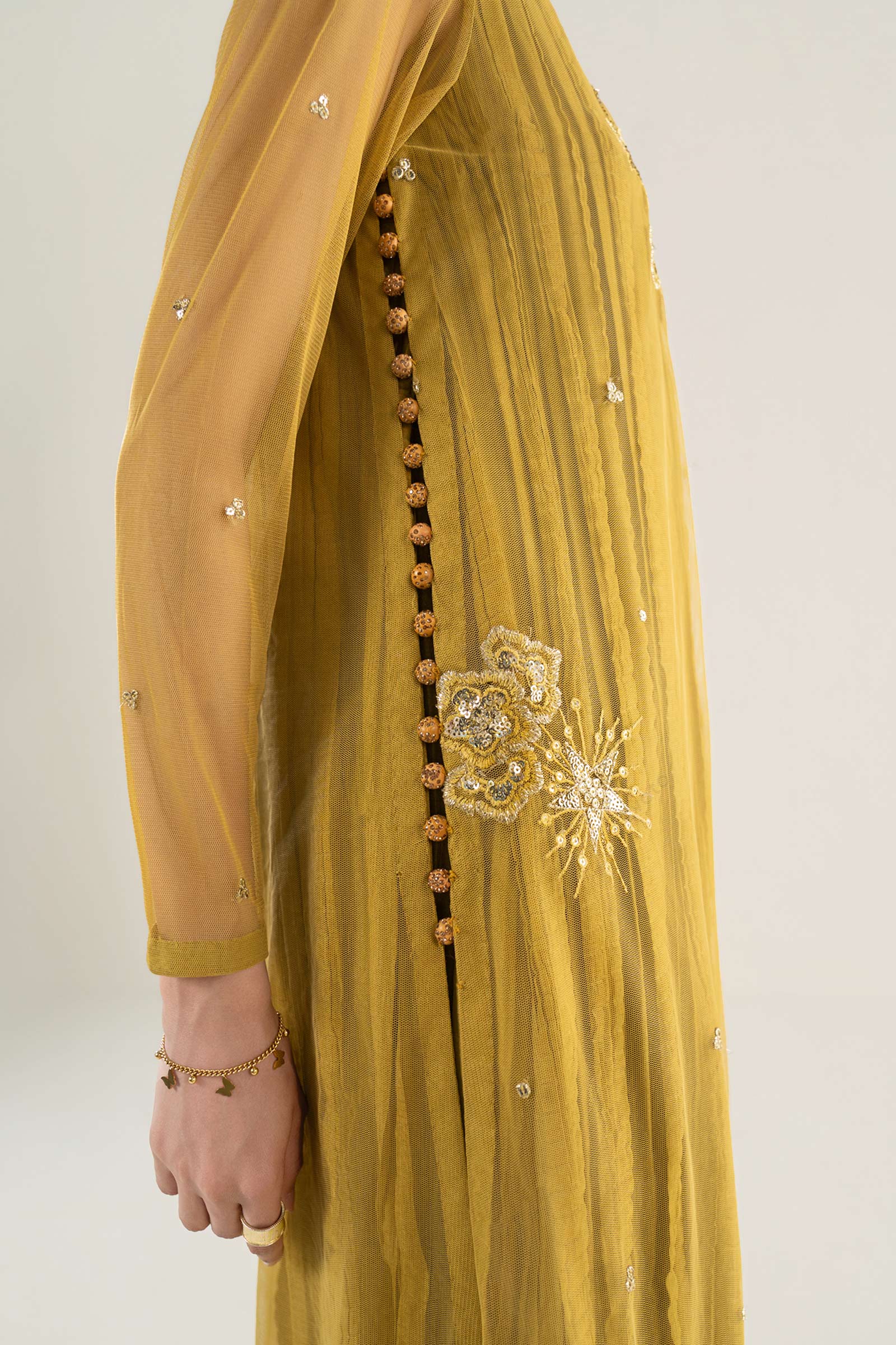 2 Pc Embroidered Net Suit