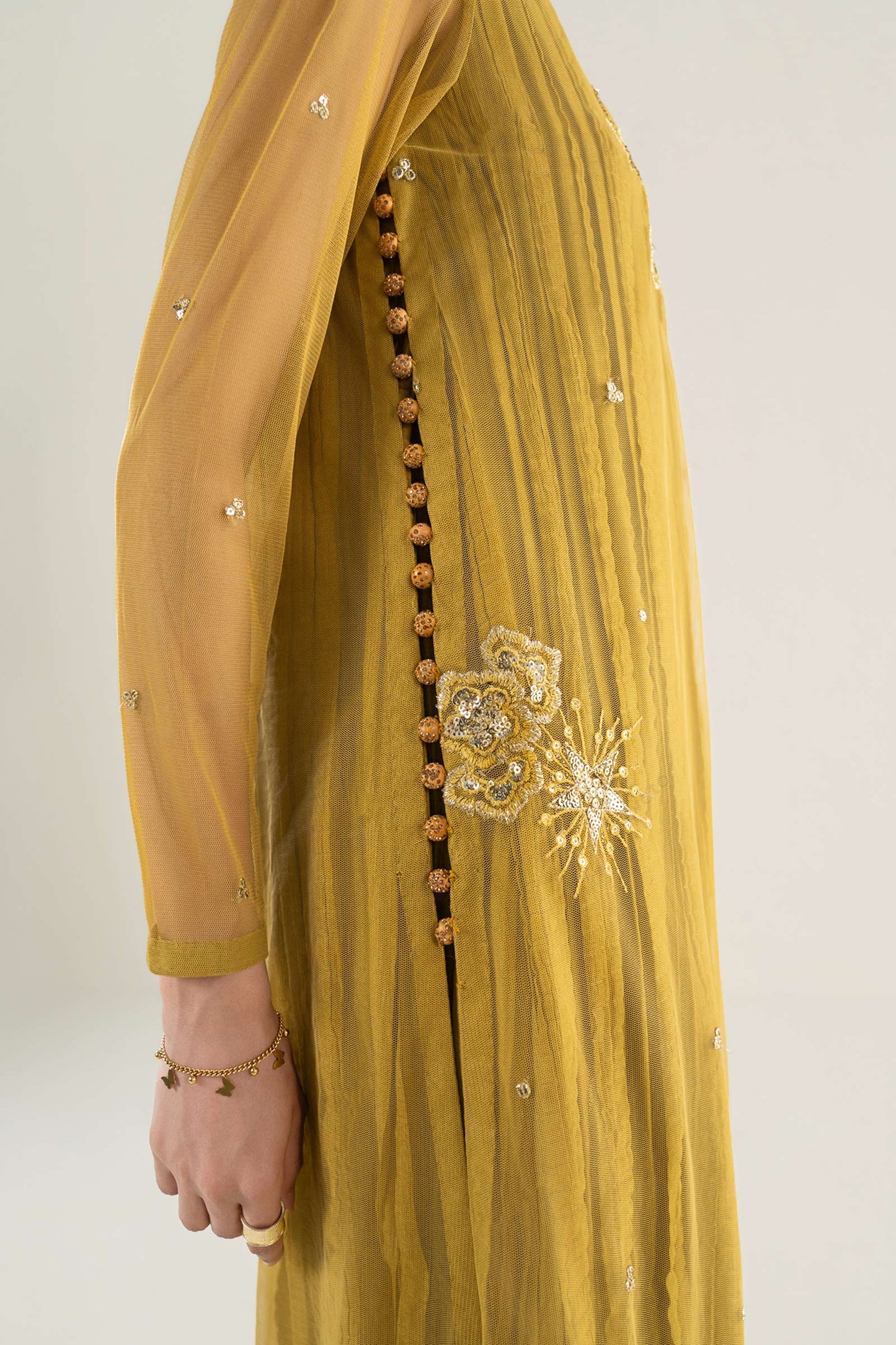 2 Pc Embroidered Net Suit