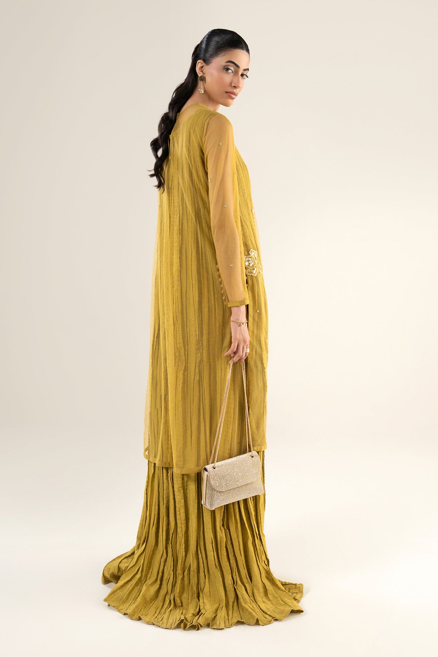 2 Pc Embroidered Net Suit