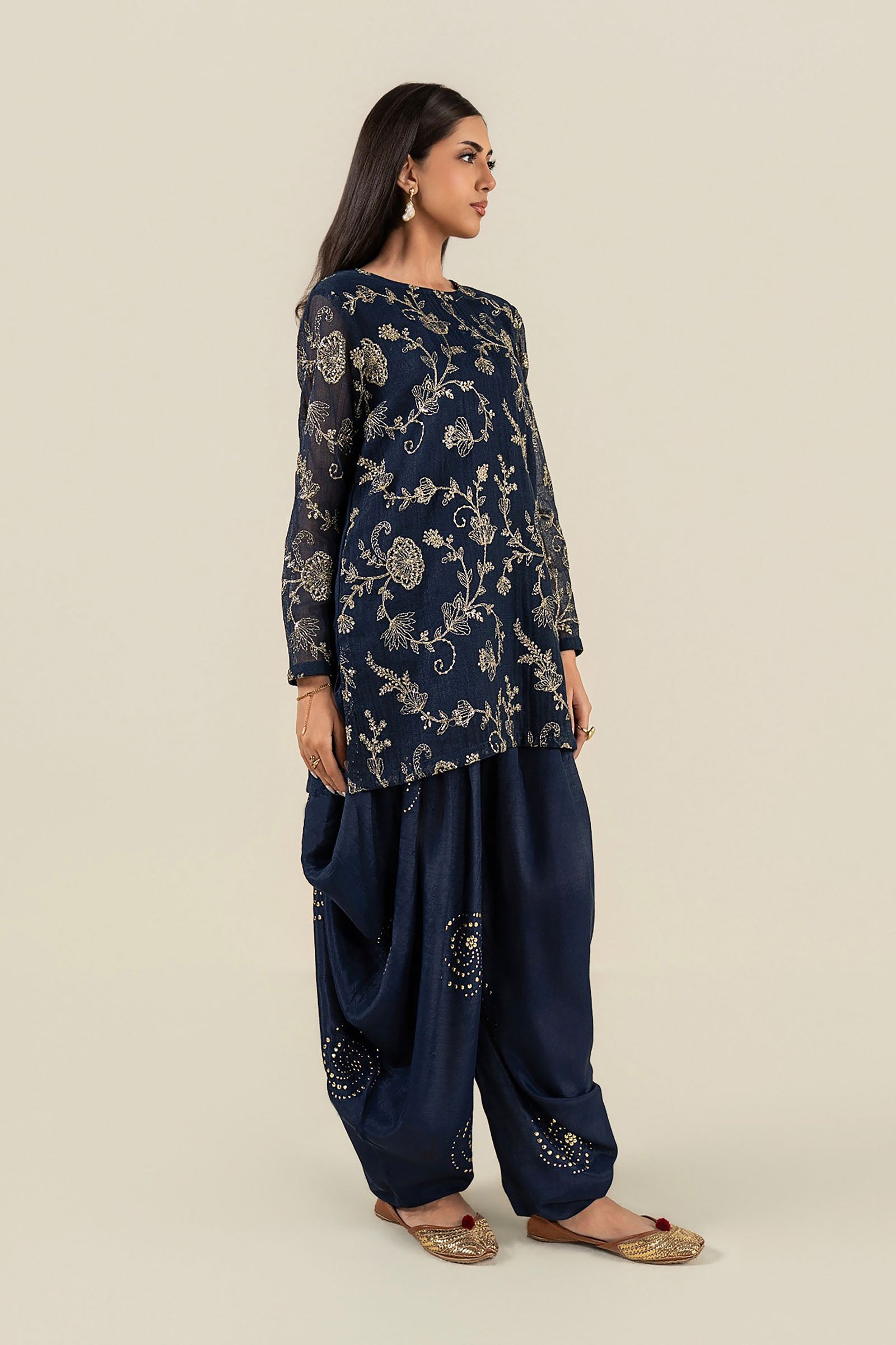 2 Pc Embroidered Cotton Net Suit