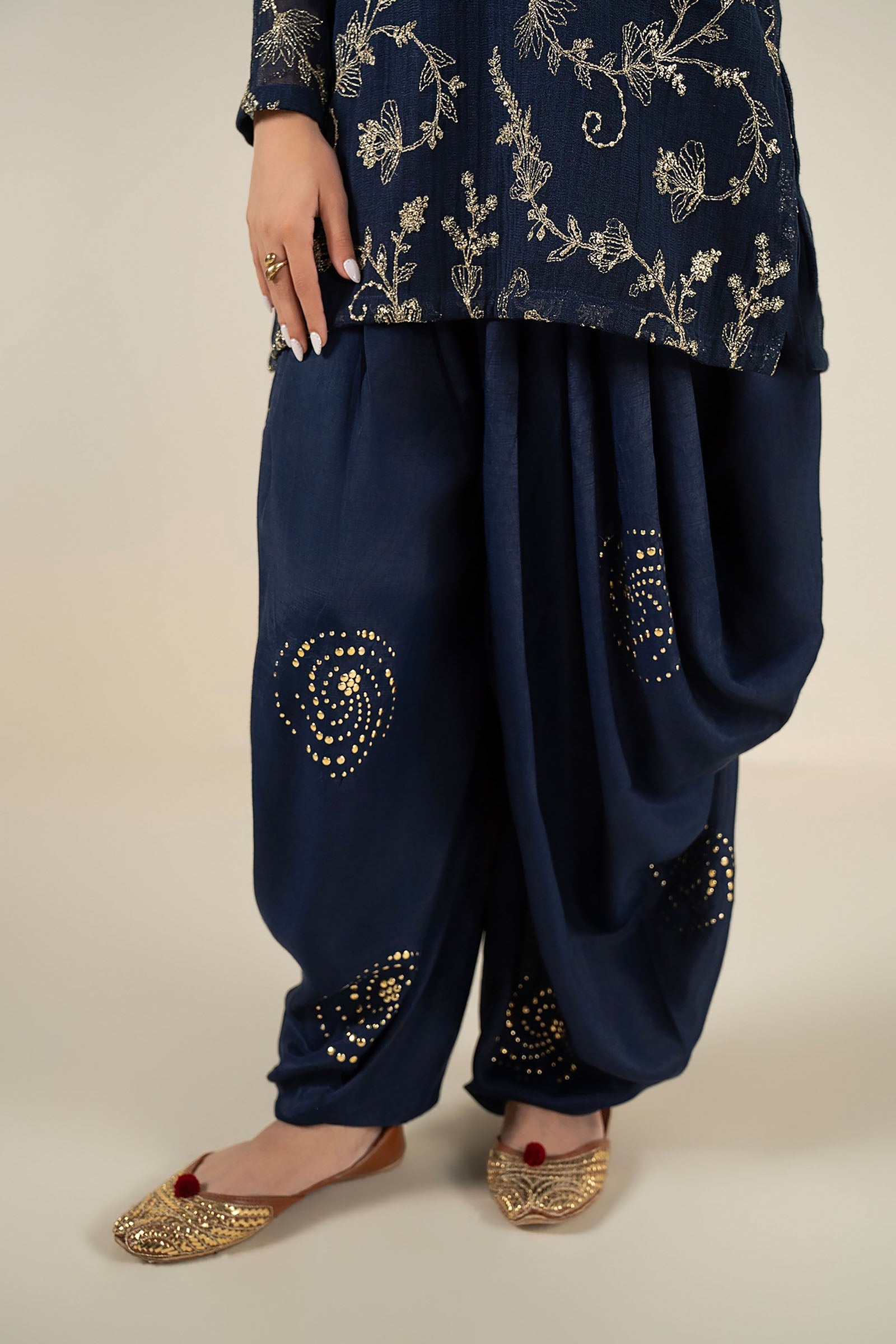 2 Pc Embroidered Cotton Net Suit