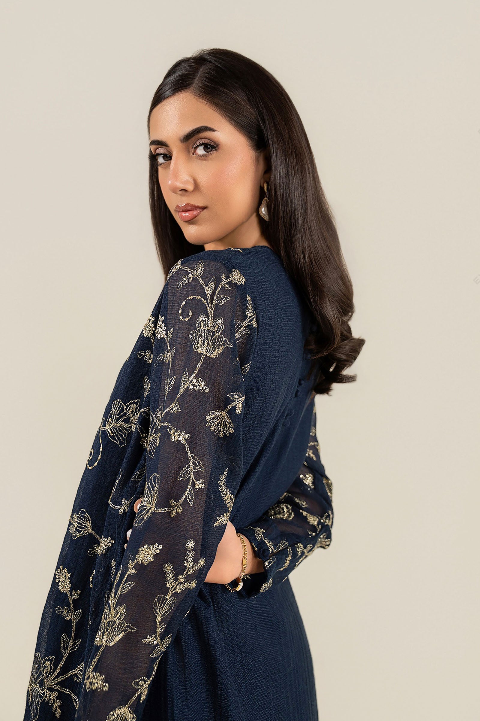 2 Pc Embroidered Cotton Net Suit