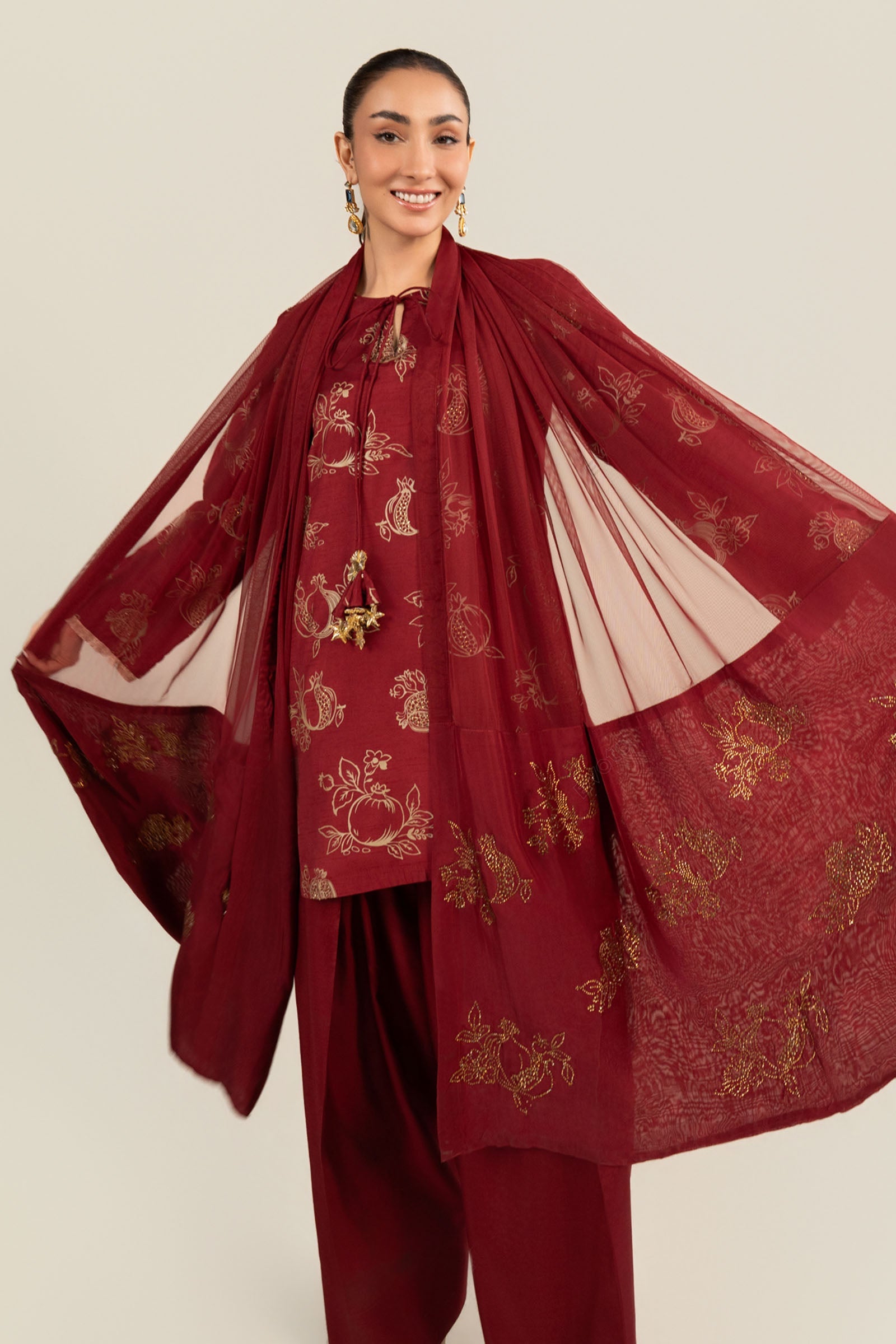 Printed Net Dupatta