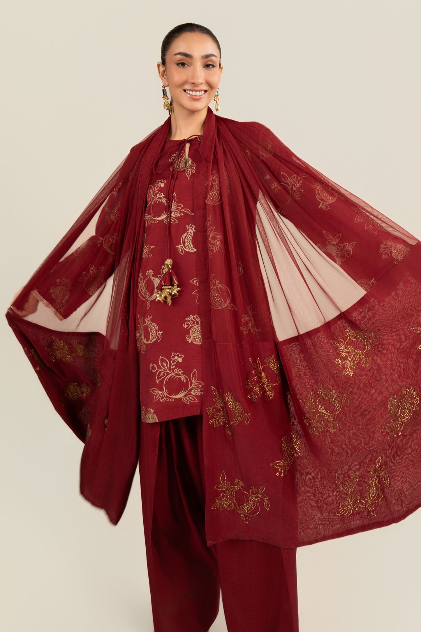 Printed Net Dupatta