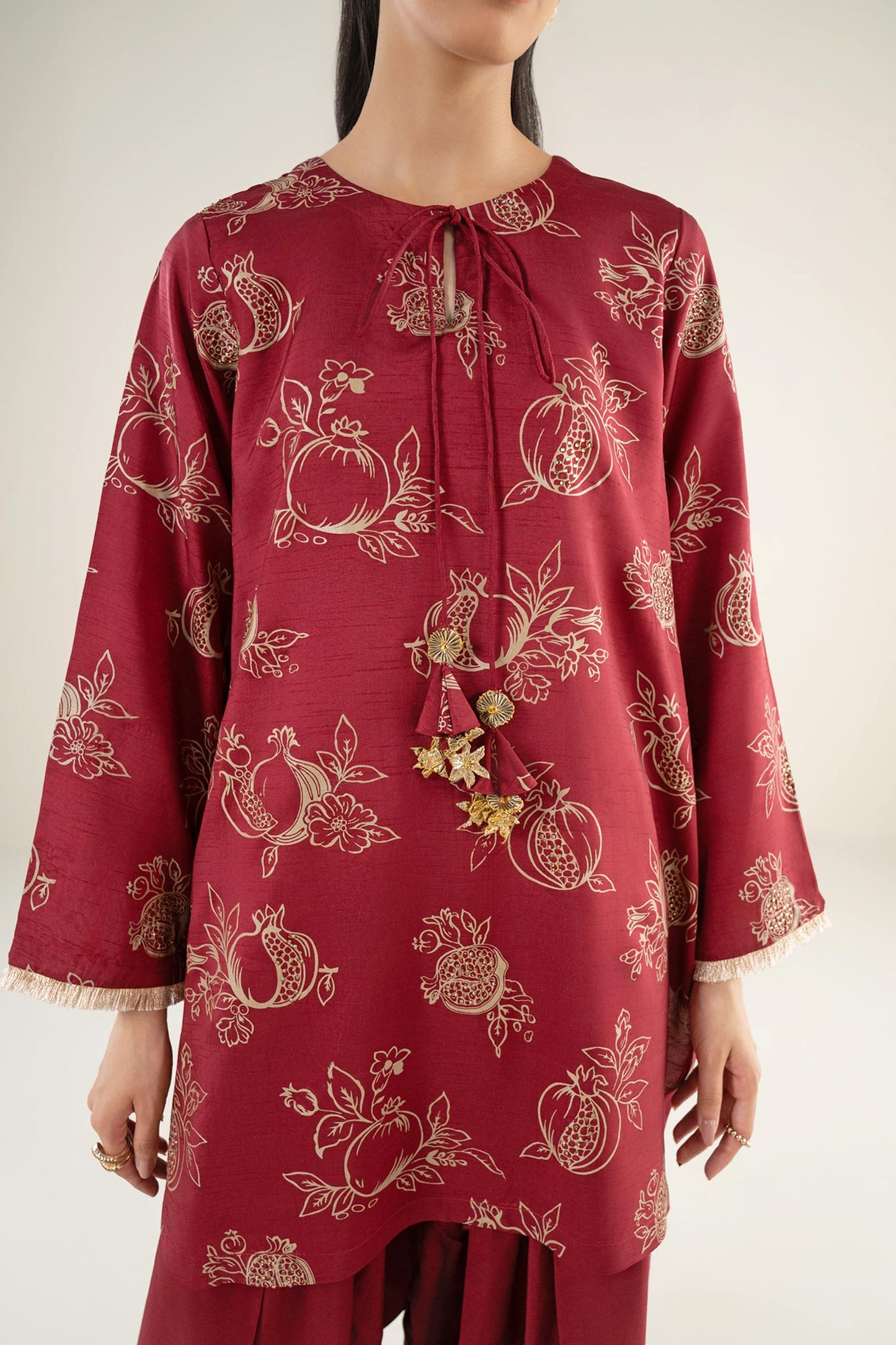 2 Pc Embellished Raw Silk Suit