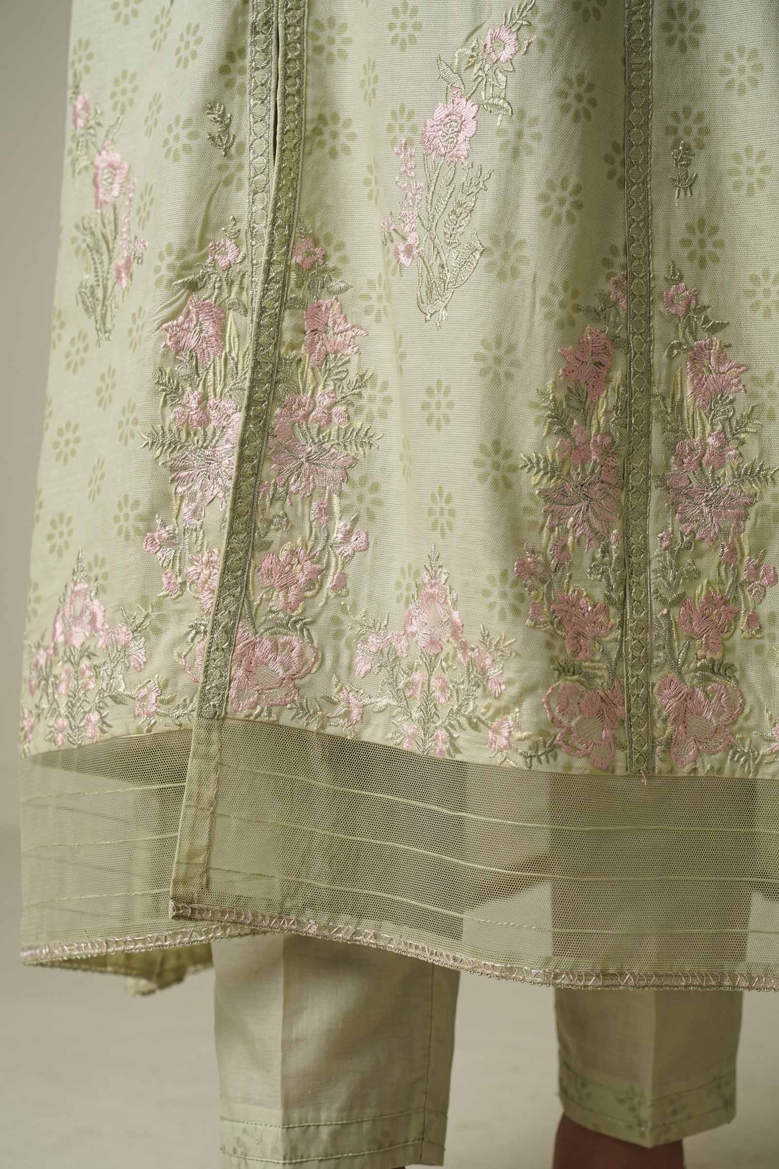 2 Pc Embroidered Bamberg Raw Silk Suit